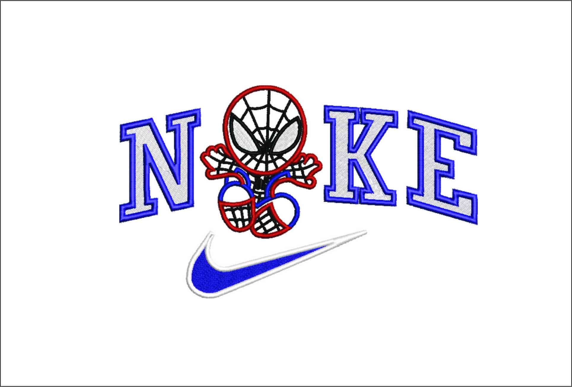 Nike Swoosh Spiderman Ghost Cartoon - Marvel Comics - Nike embroidery design file - instant download