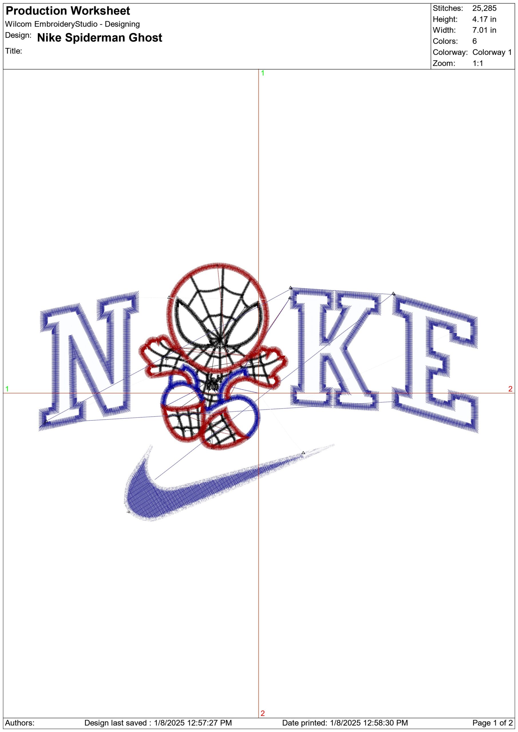 Nike Swoosh Spiderman Ghost Cartoon - Marvel Comics - Nike embroidery design file - instant download — view 2