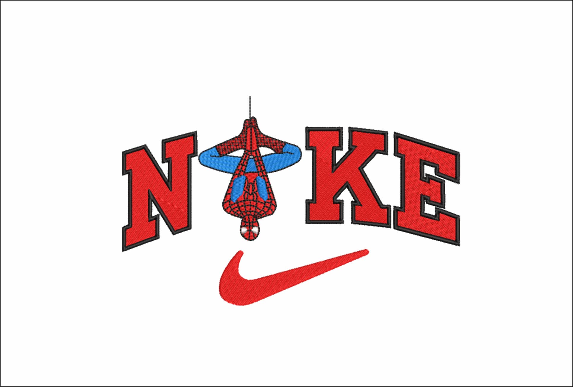 Nike Swoosh Spiderman Hanging - Marvel Comics - Nike embroidery design file - instant download