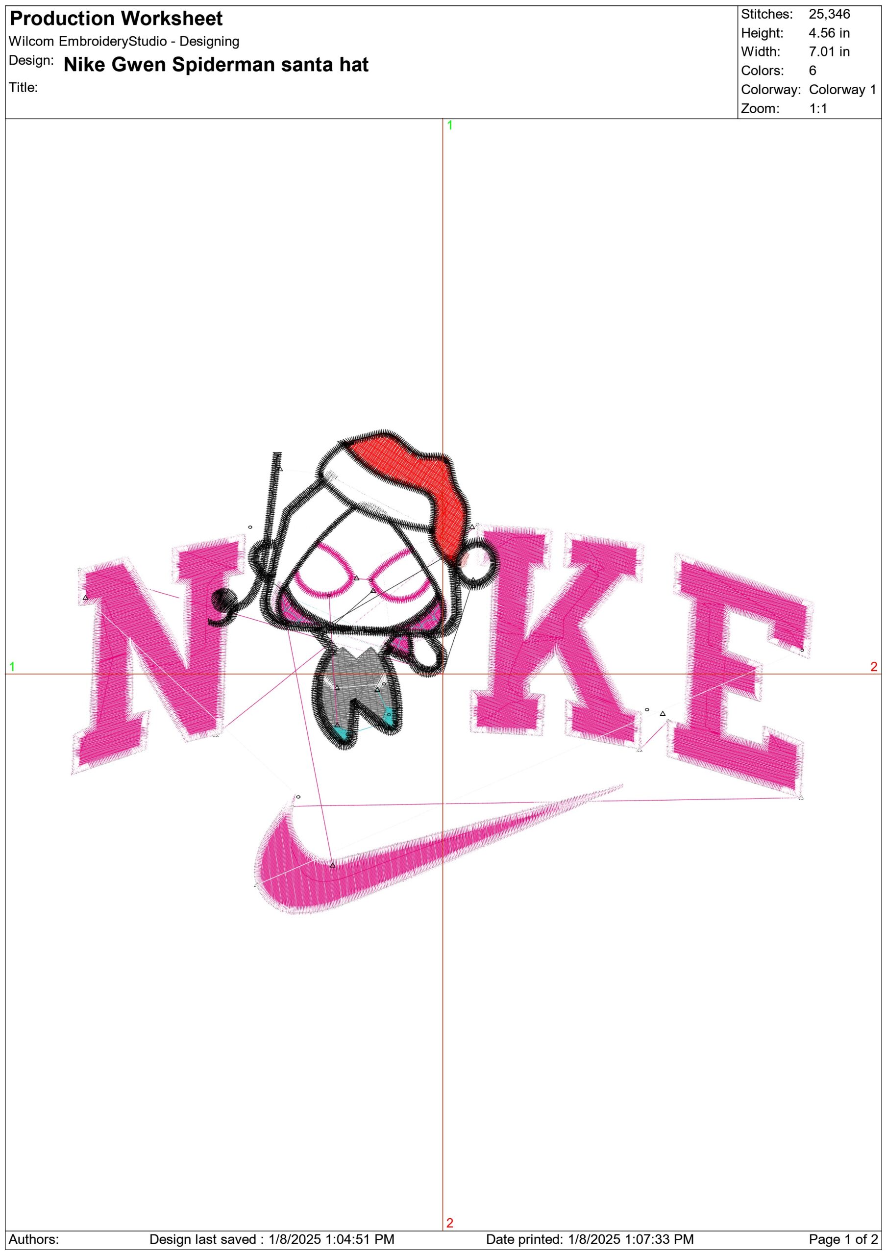 Nike Swoosh Spiderman Gwen Cartoon - Marvel Comics - Nike embroidery design file - instant download — view 2