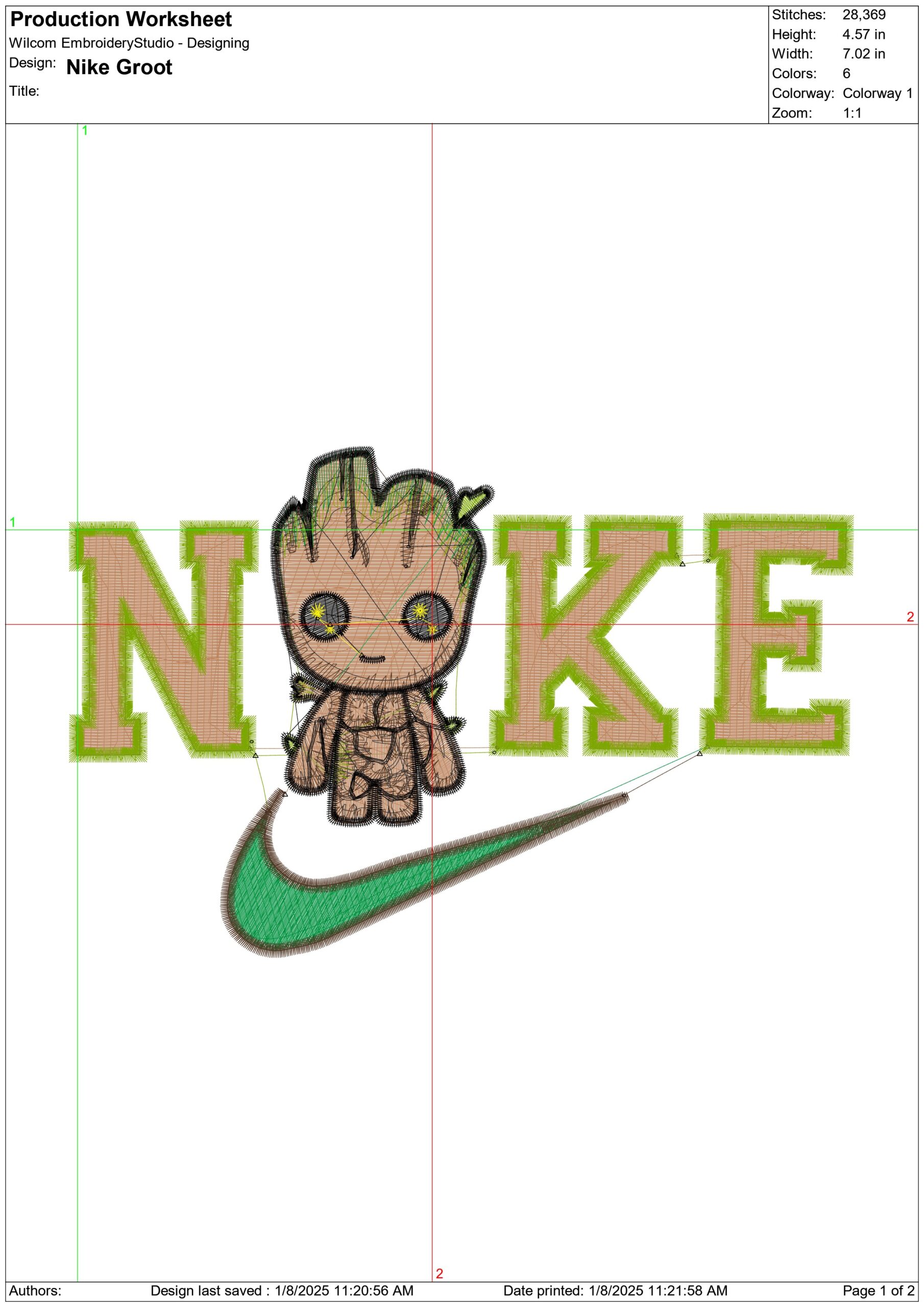 Nike Swoosh Groot - Guardian of the Galaxy - Marvel Comics - Nike embroidery design file - instant download — view 2