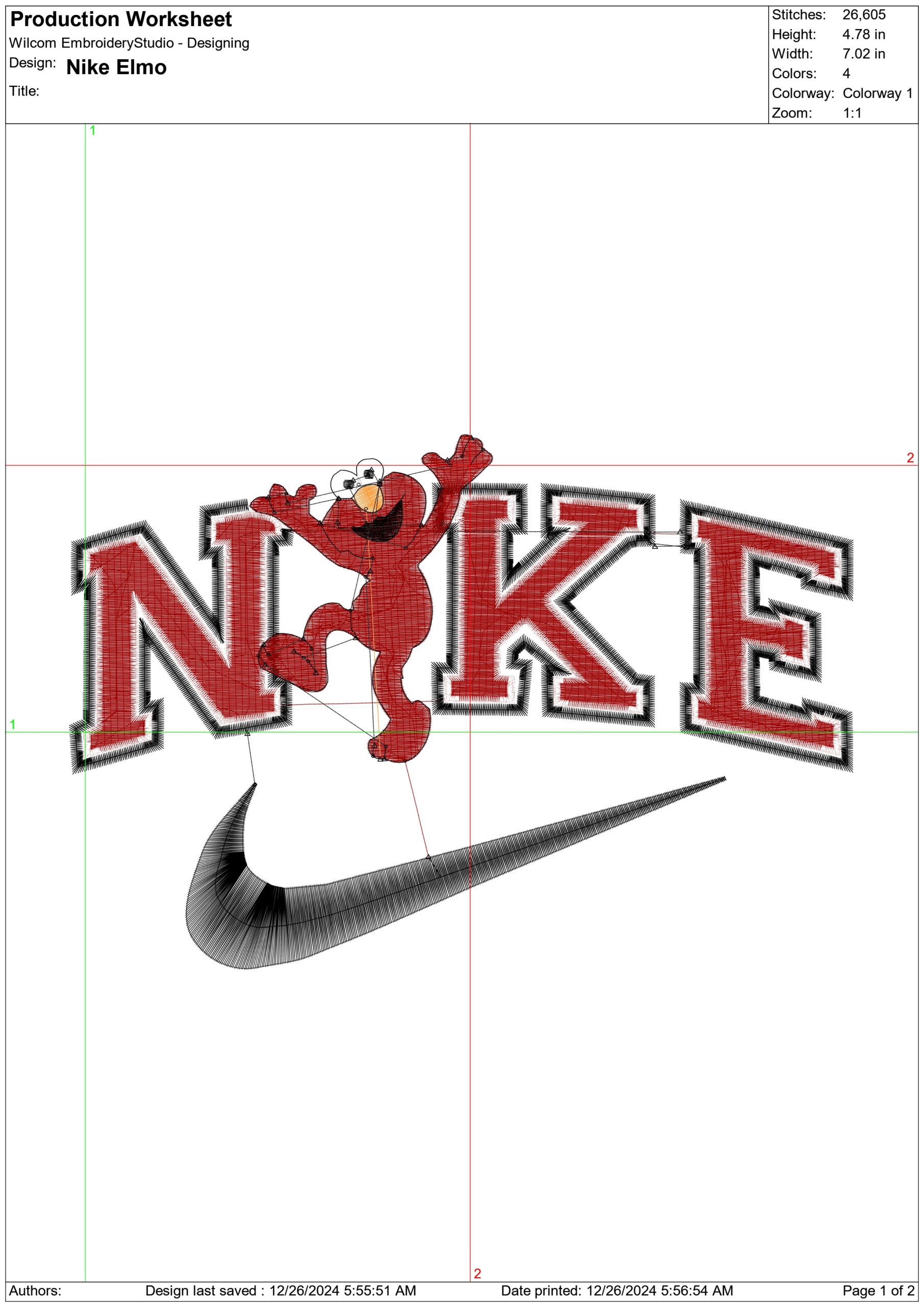 Nike Swoosh Elmo - Sesame Street - Cartoon - Nike embroidery design - instant download — view 2