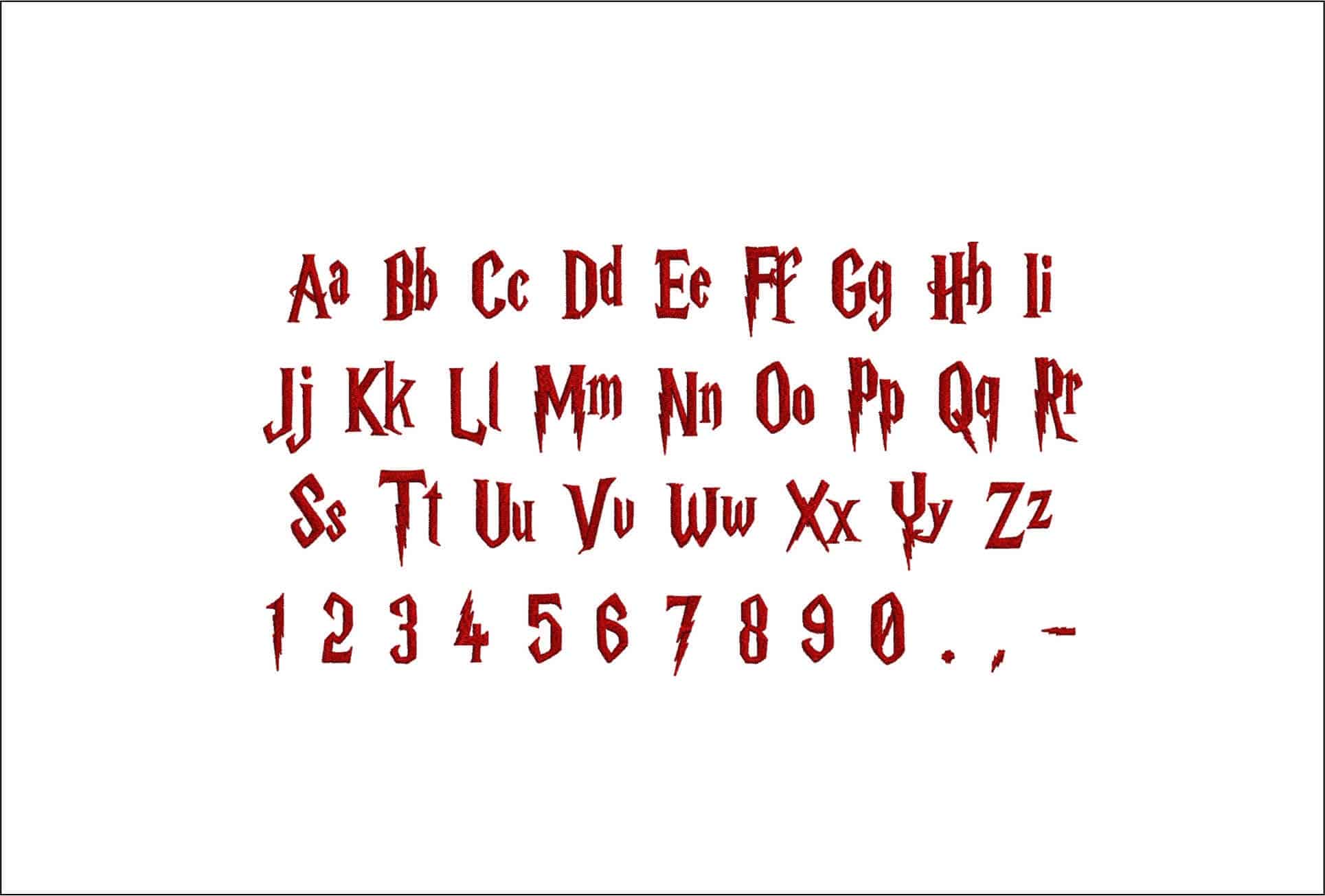 Harry Potter Wizard  Embroidery Font Set - 1" 1.5" 2" 2.5" 3" and 4" - Machine Embroidery Alphabet Font - instant download — view 2