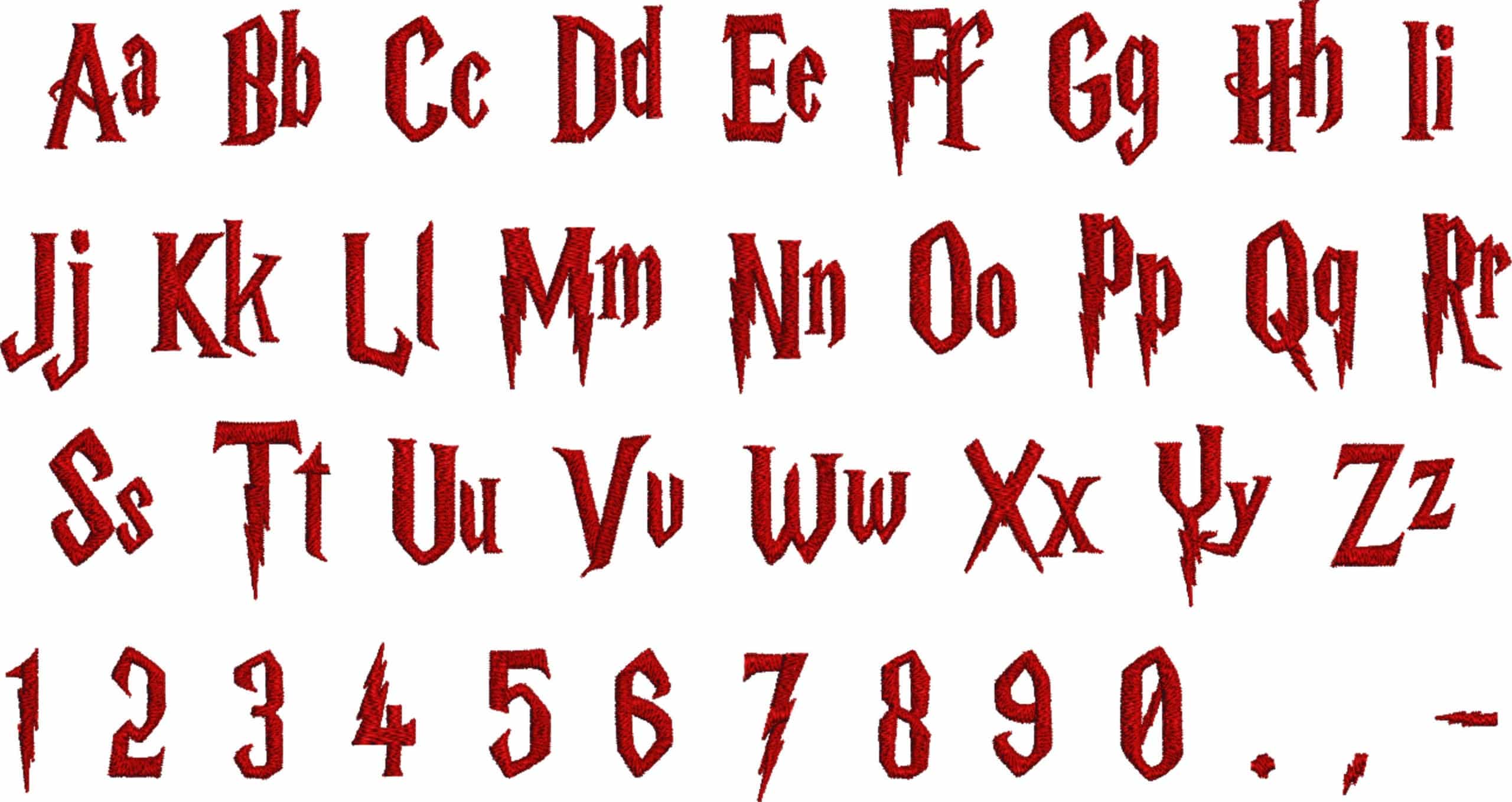 Harry Potter Wizard  Embroidery Font Set - 1" 1.5" 2" 2.5" 3" and 4" - Machine Embroidery Alphabet Font - instant download — view 3