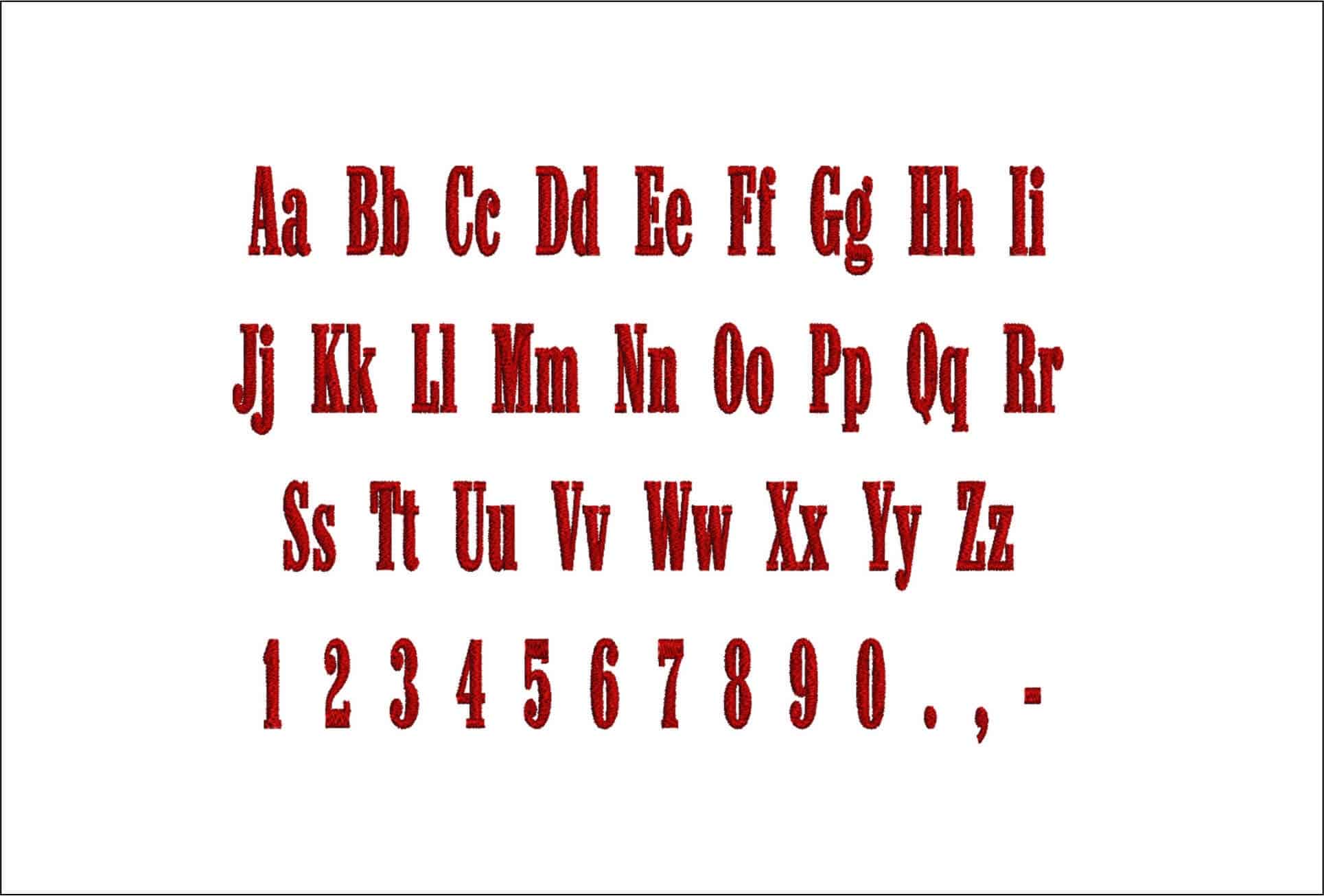 Malborough Embroidery Font Set - 1" 1.5" 2" 2.5" 3" and 4" - Machine Embroidery Alphabet Font - instant download — view 2