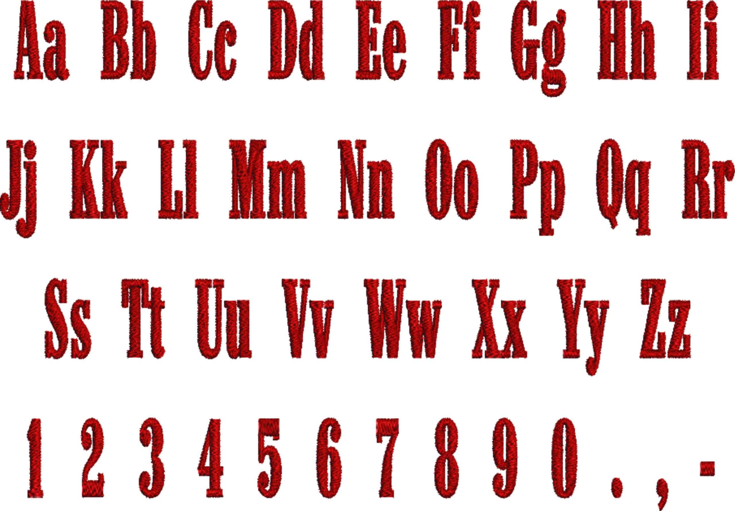 Malborough Embroidery Font Set - 1" 1.5" 2" 2.5" 3" and 4" - Machine Embroidery Alphabet Font - instant download — view 4