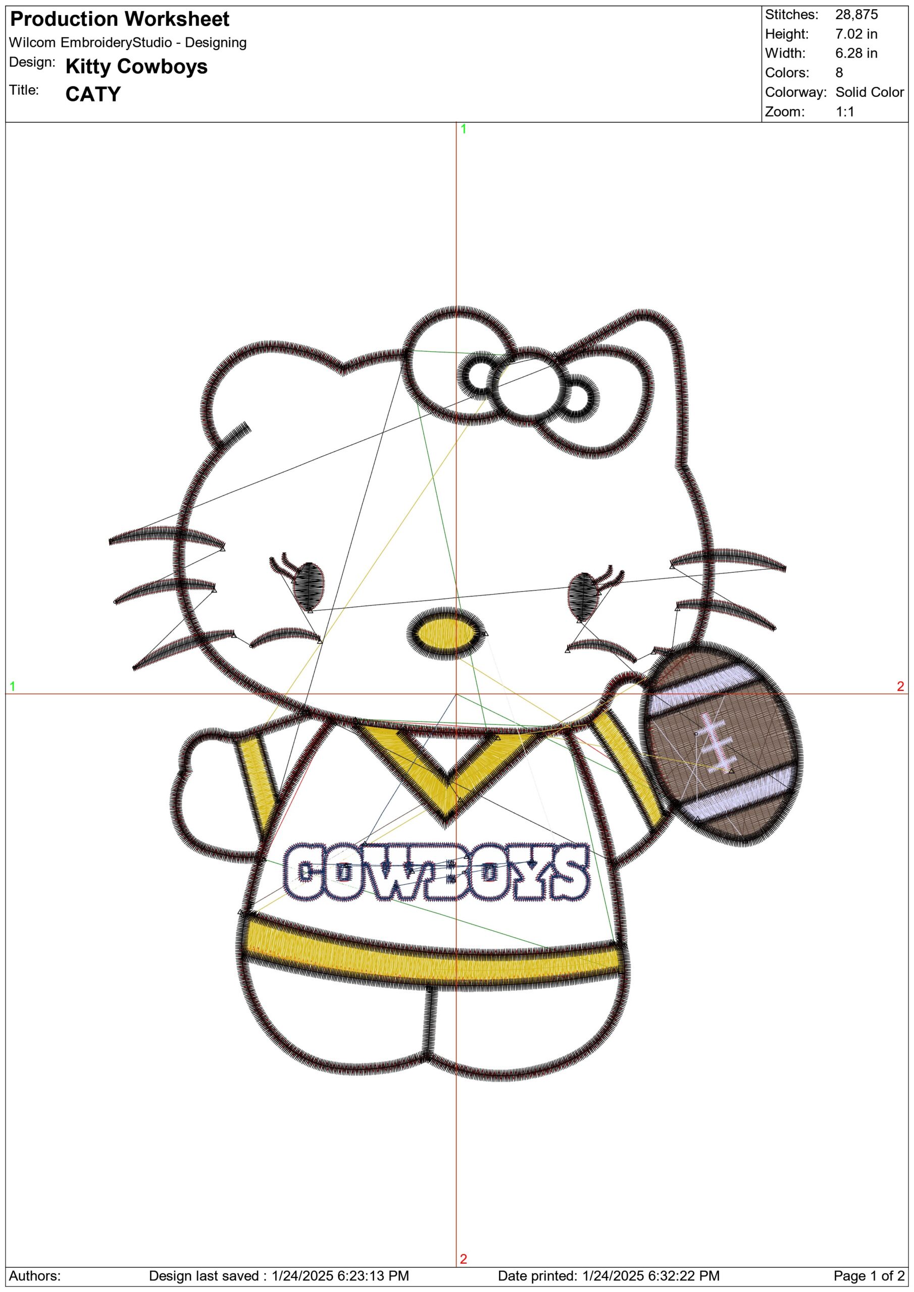 Hello Kitty Cowboys Embroidery design file - instant download — view 4