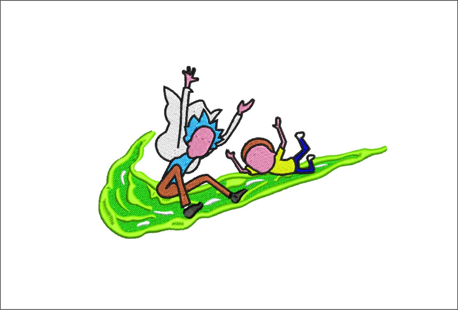 Nike Swoosh Ricky and Morty Ride Swoosh - Nike Ricky and Morty embroidery design file - instant download