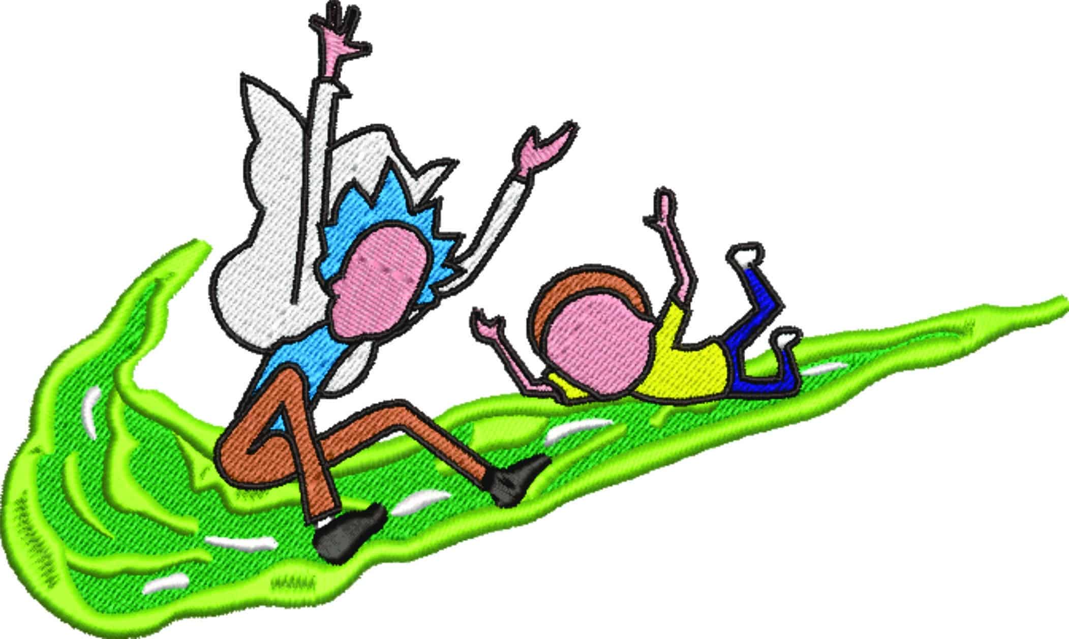 Nike Swoosh Ricky and Morty Ride Swoosh - Nike Ricky and Morty embroidery design file - instant download — view 4
