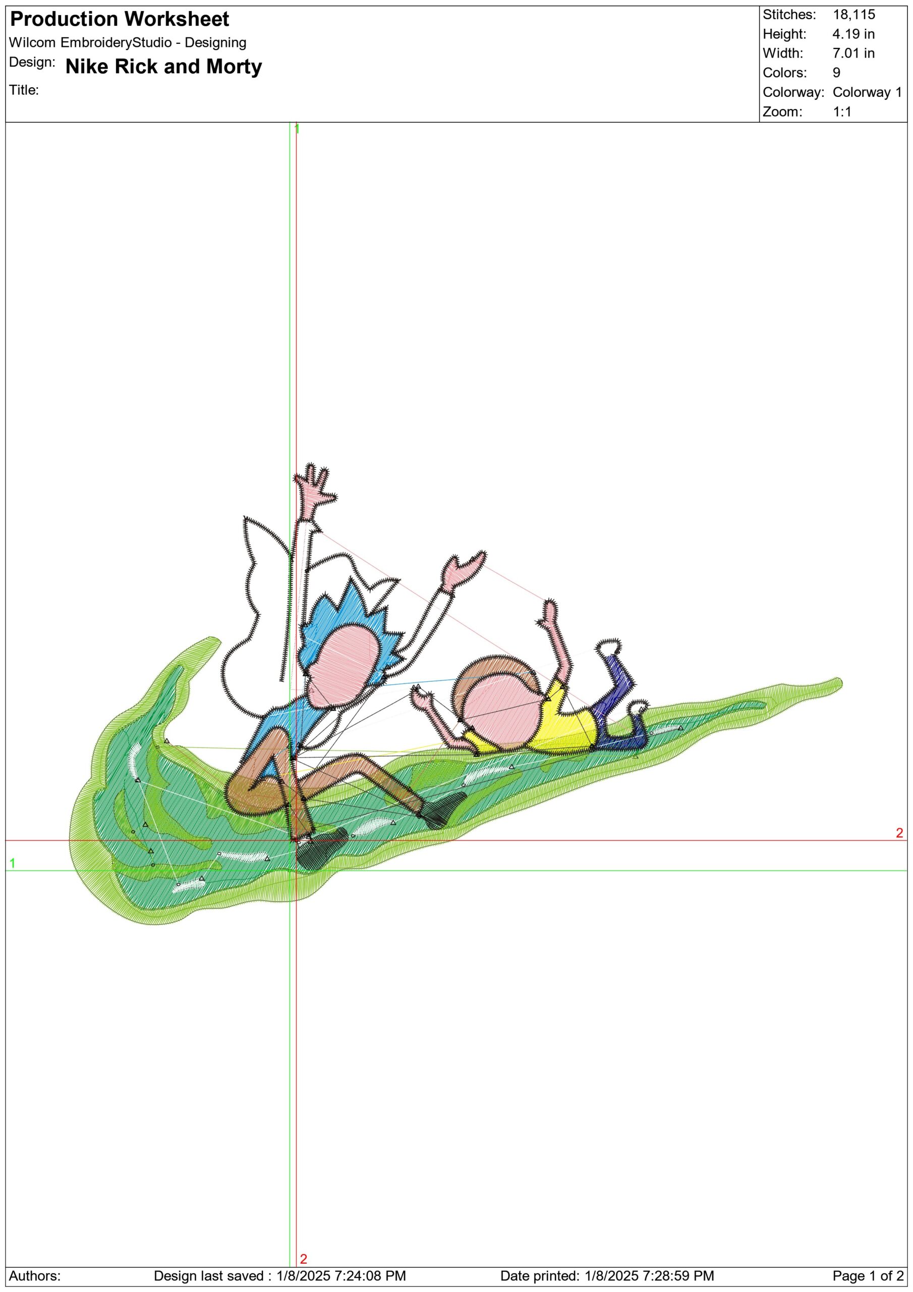 Nike Swoosh Ricky and Morty Ride Swoosh - Nike Ricky and Morty embroidery design file - instant download — view 2