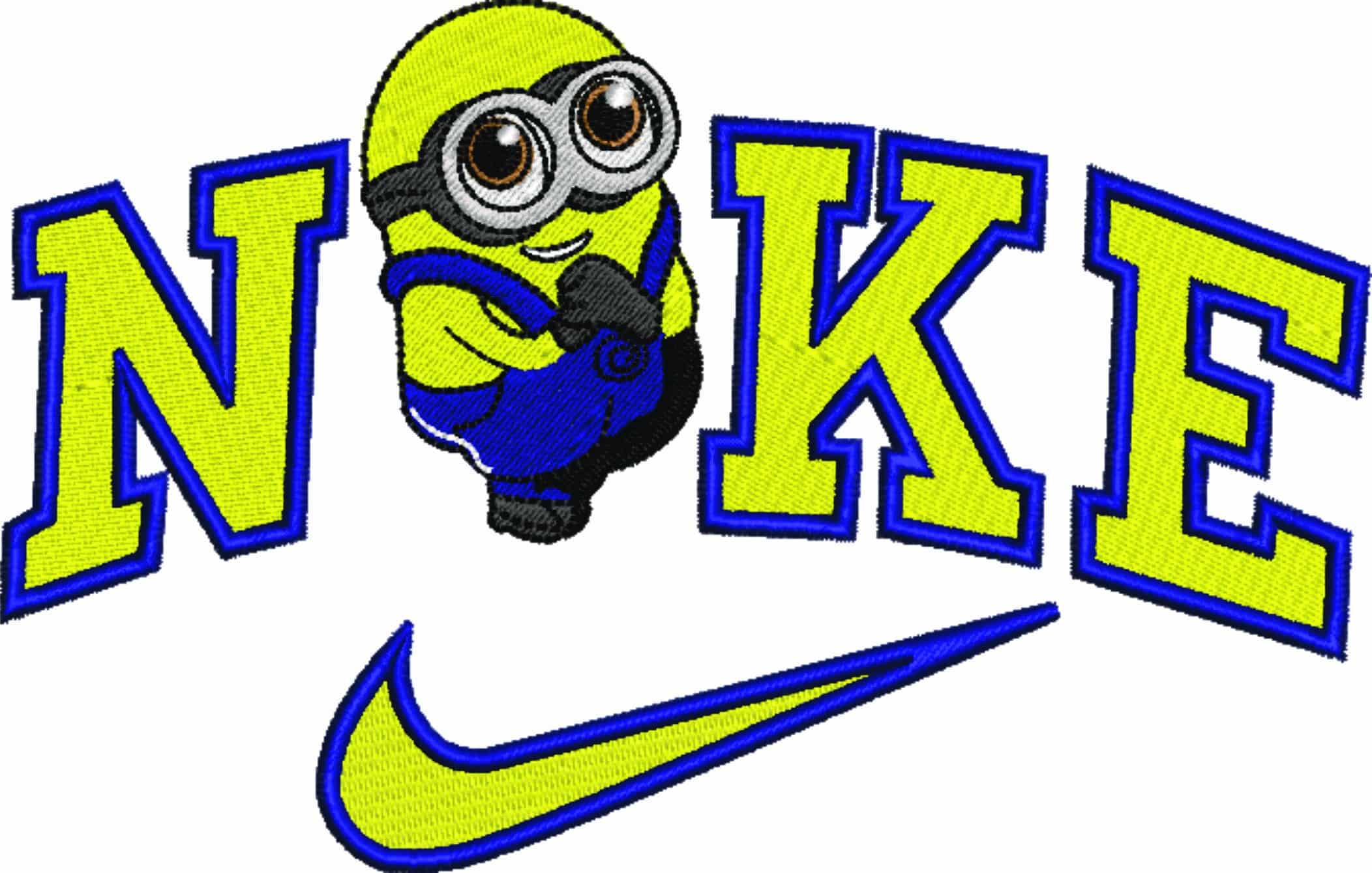 Nike Swoosh Minion Hug - embroidery design file - instant download — view 4