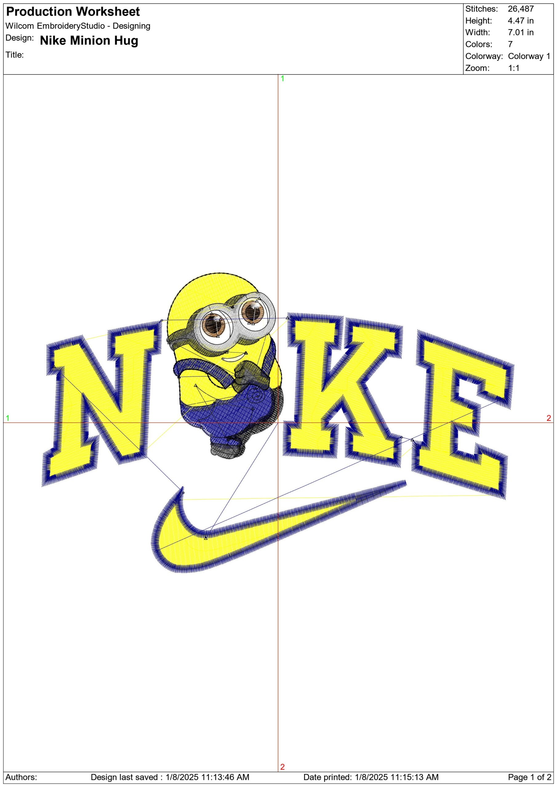 Nike Swoosh Minion Hug - embroidery design file - instant download — view 2
