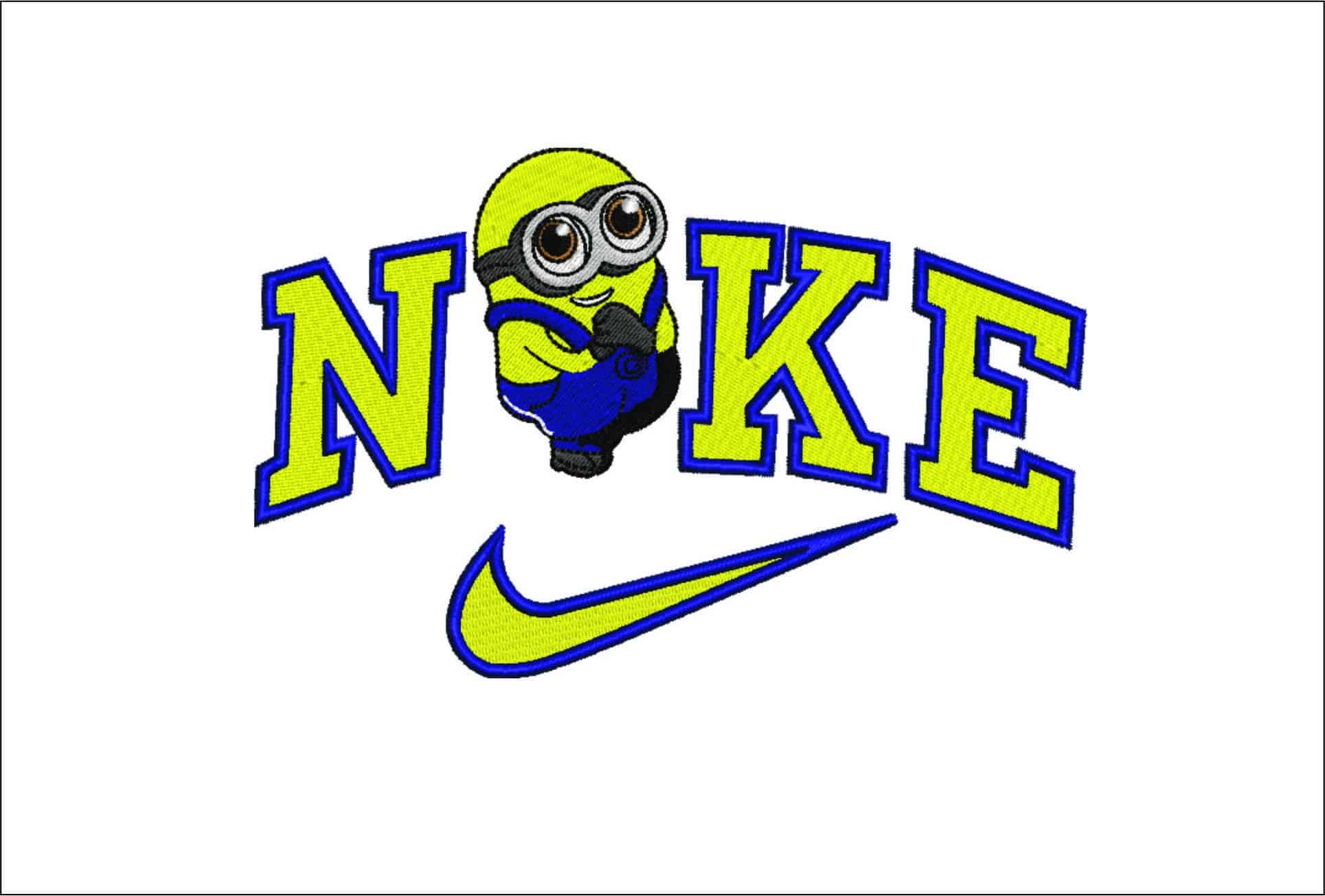 Nike Swoosh Minion Hug - embroidery design file - instant download