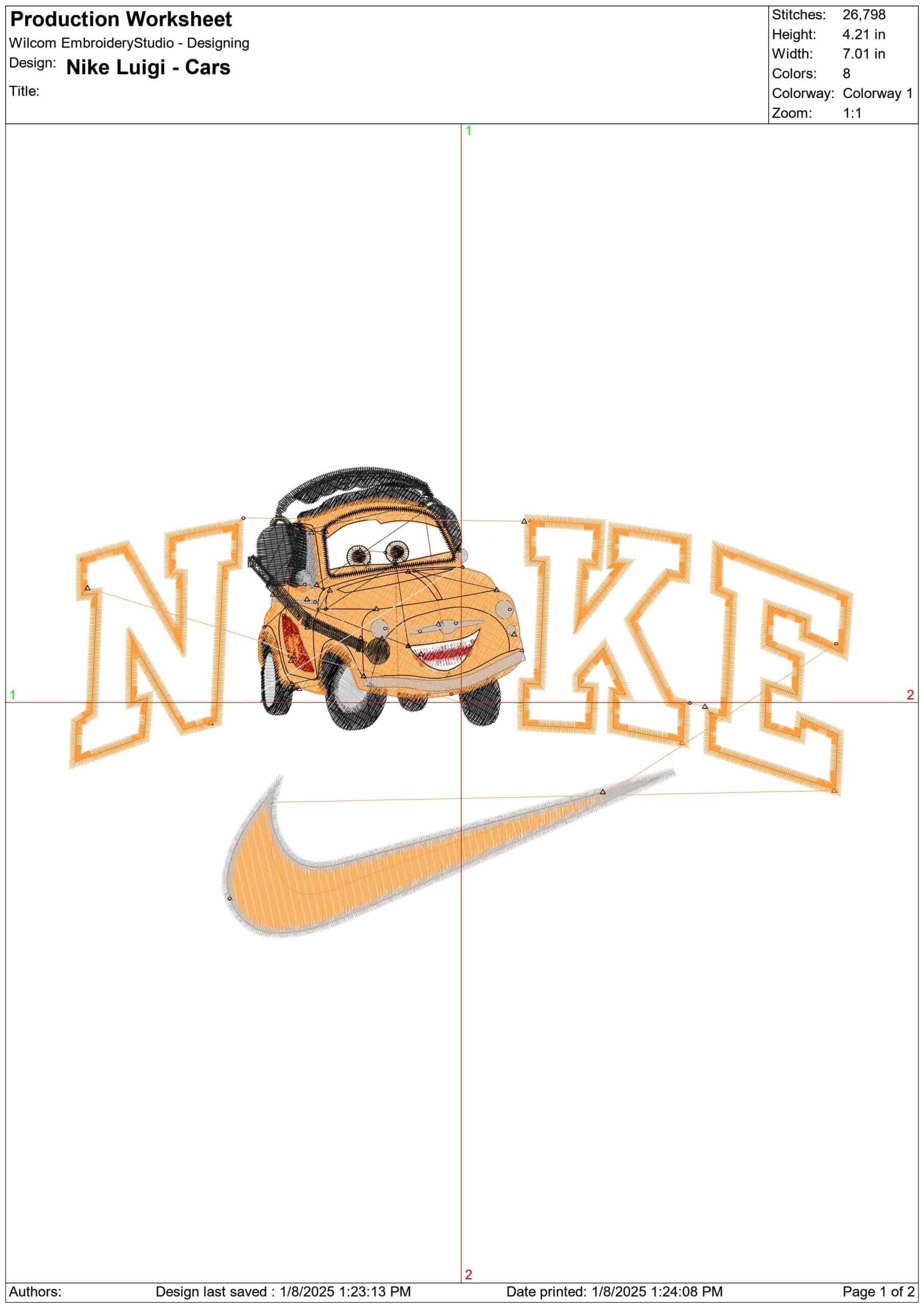 Nike Swoosh Cars - Luigi - Nike embroidery design file - instant download — view 2