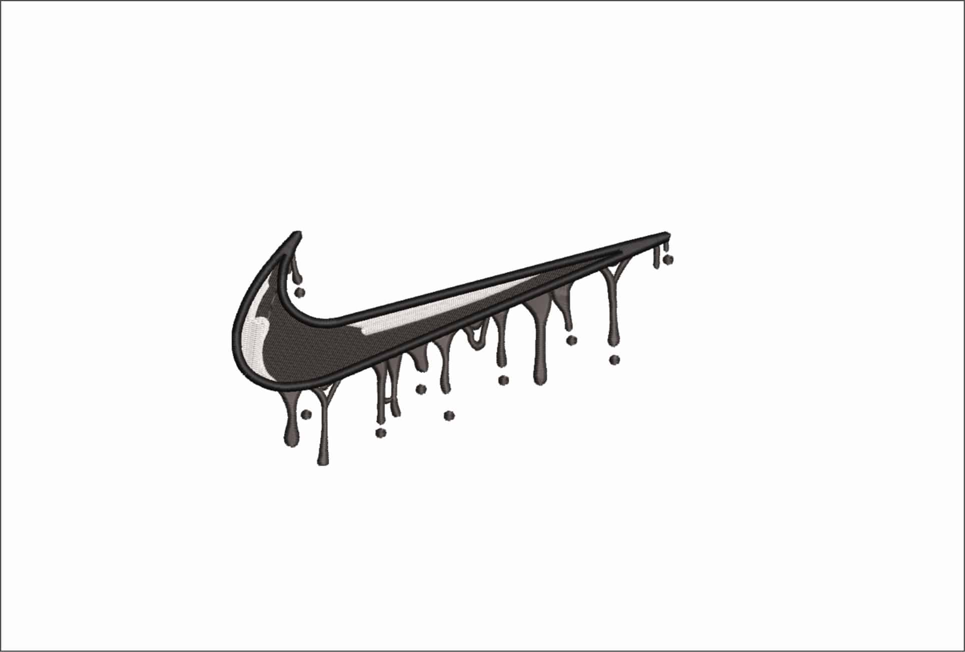 Nike Swoosh dripping Swoosh- Nike embroidery design file - instant download