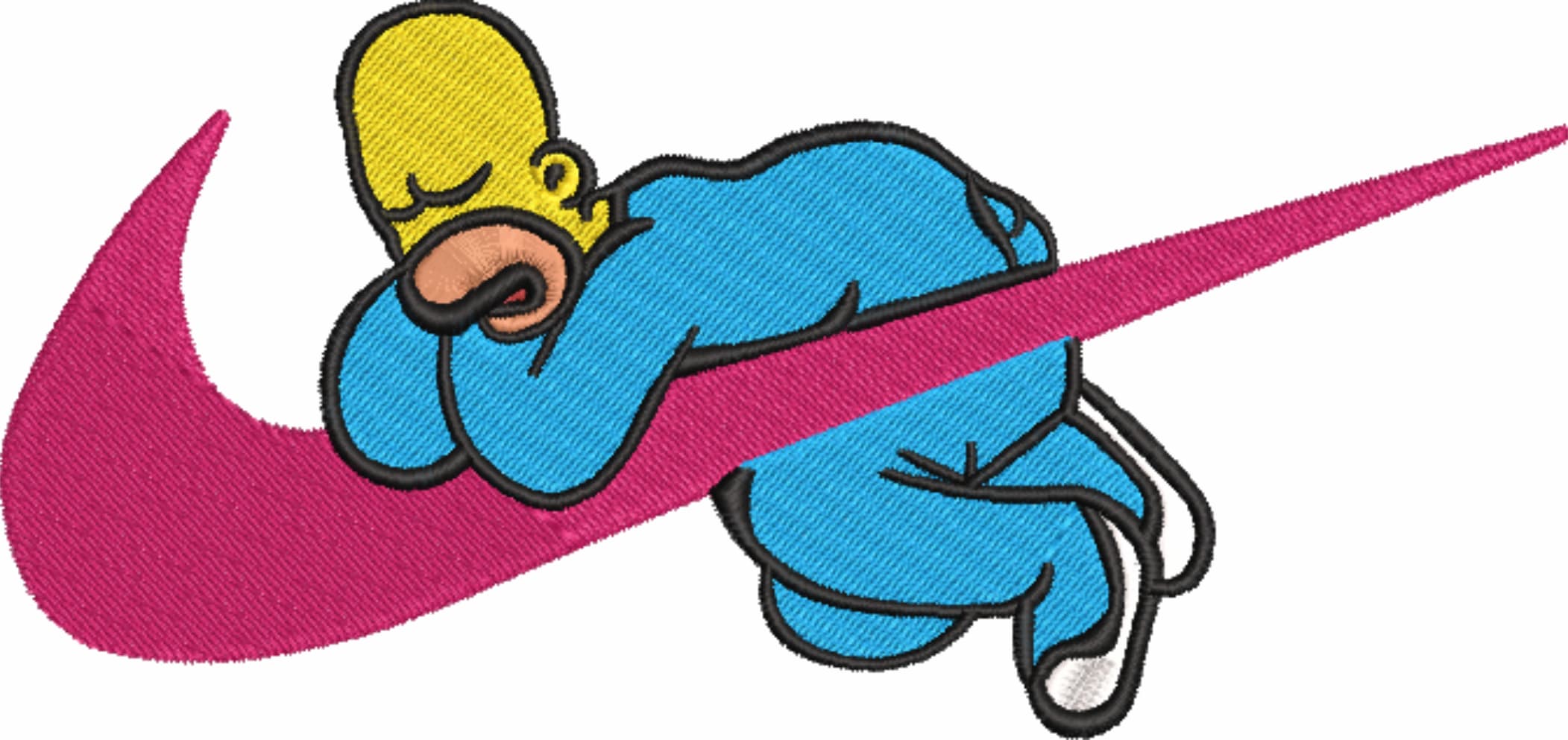 Nike Swoosh Homer Simpson Sleeping on swoosh - Nike embroidery design file - instant download — view 4