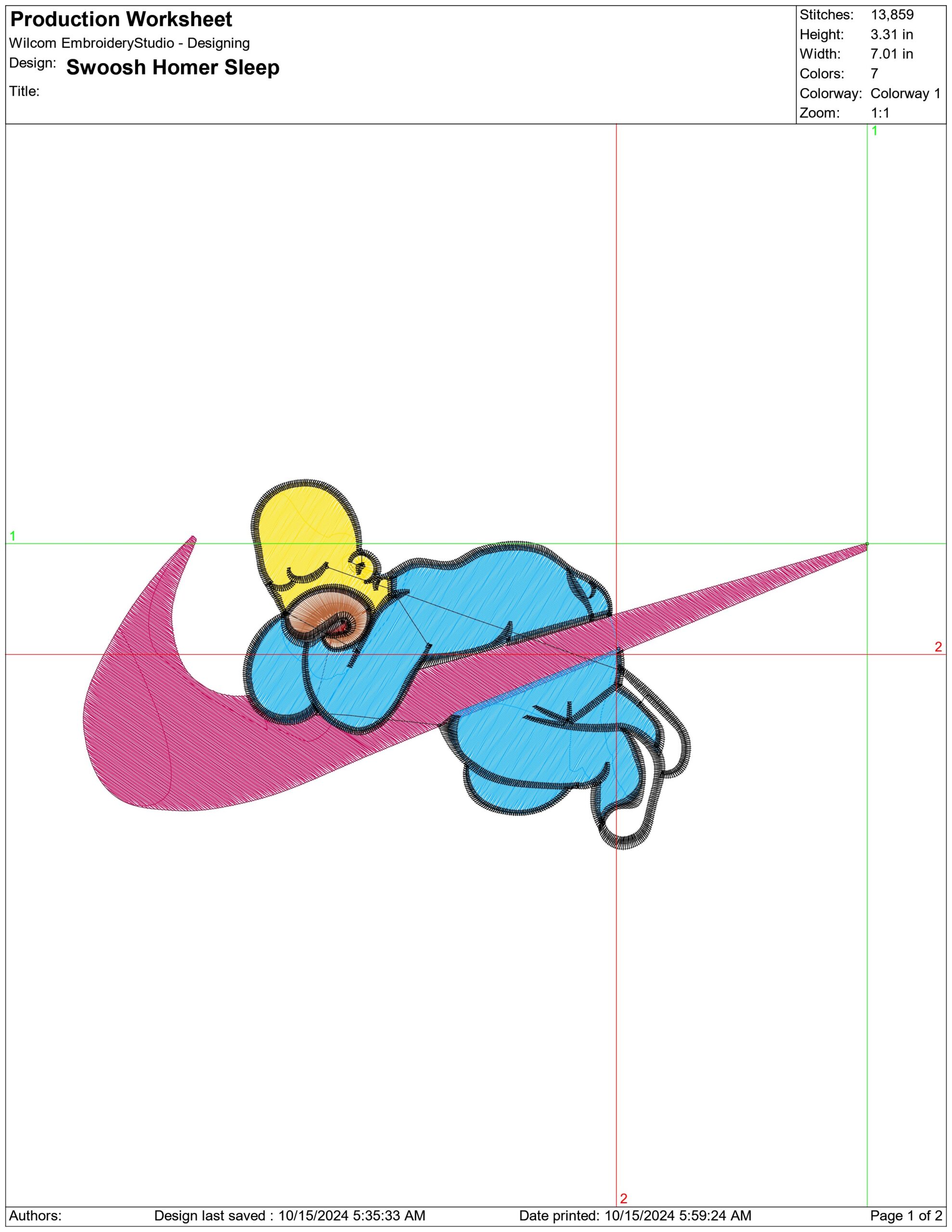 Nike Swoosh Homer Simpson Sleeping on swoosh - Nike embroidery design file - instant download — view 2
