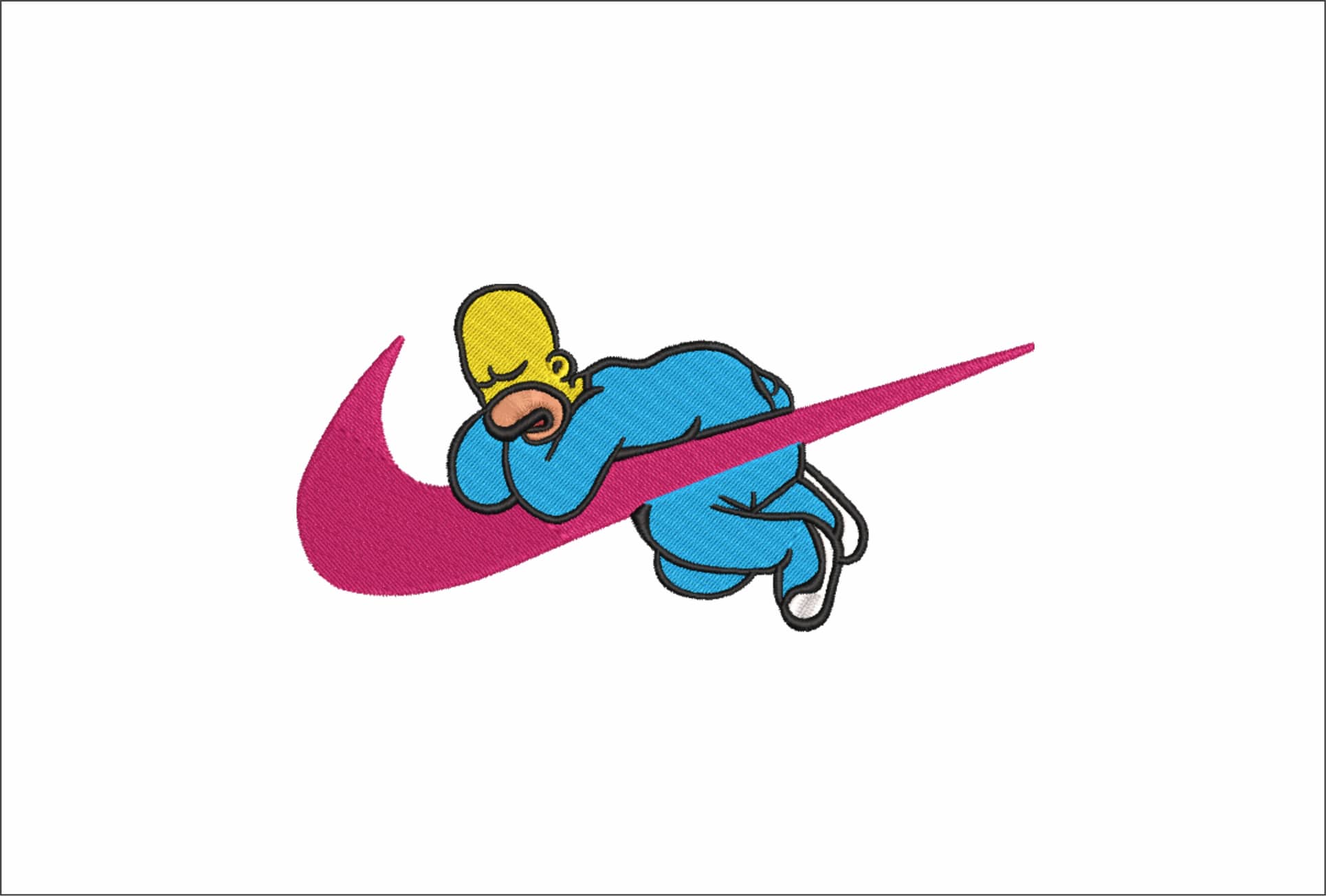 Nike Swoosh Homer Simpson Sleeping on swoosh - Nike embroidery design file - instant download