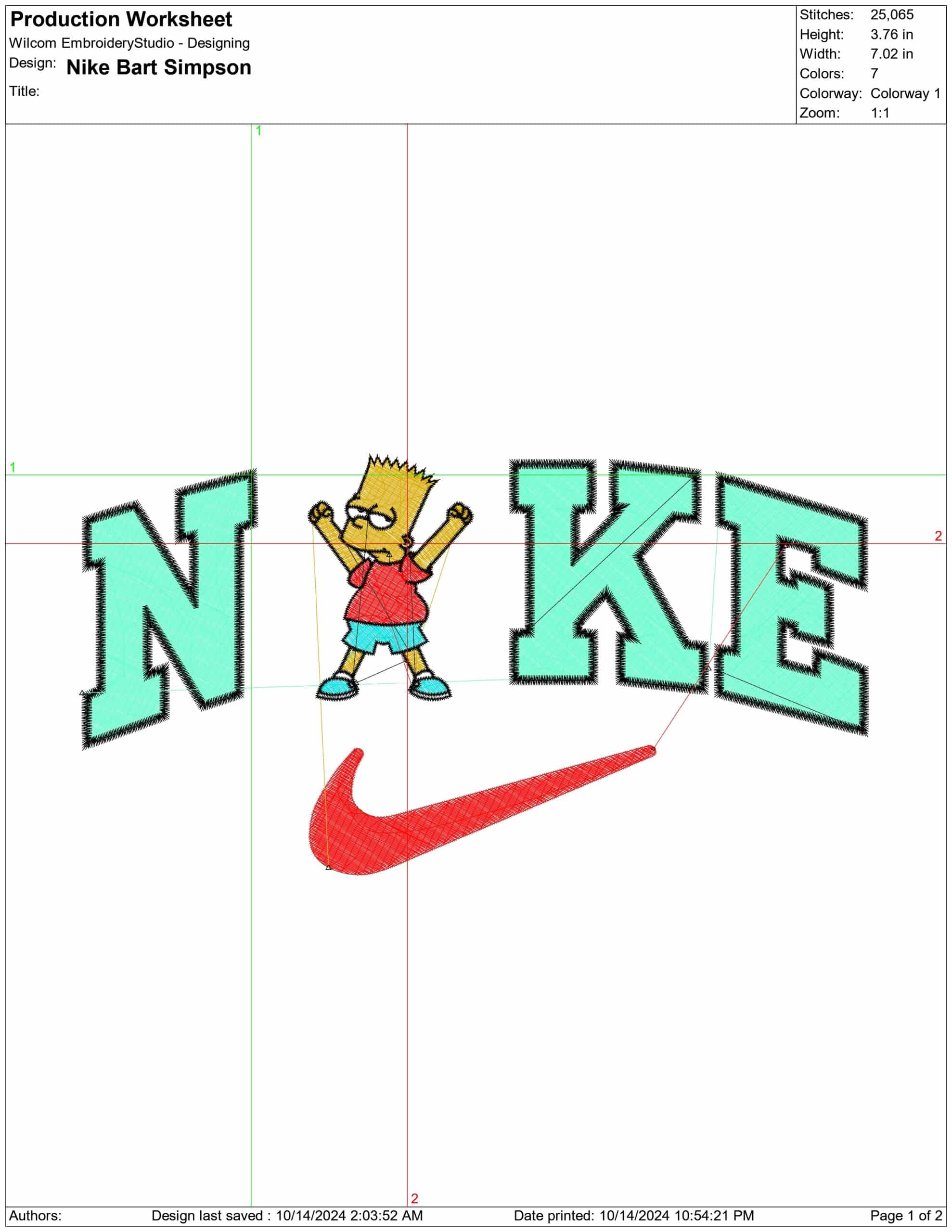 Nike Swoosh Bart Simpson - embroidery design file - instant download — view 2