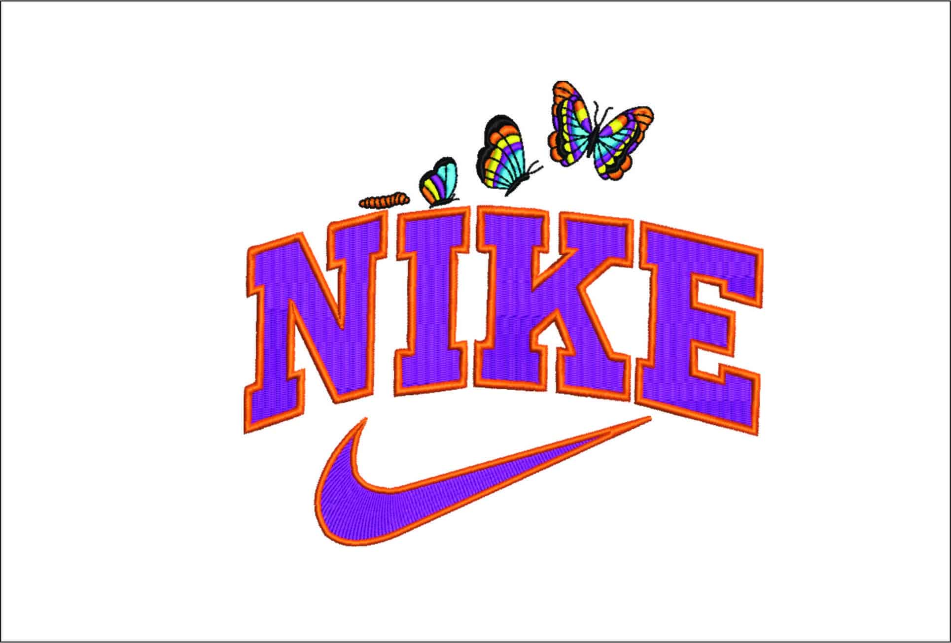 Nike Swoosh Butterflies Transform - Nike embroidery design file - instant download in a frame