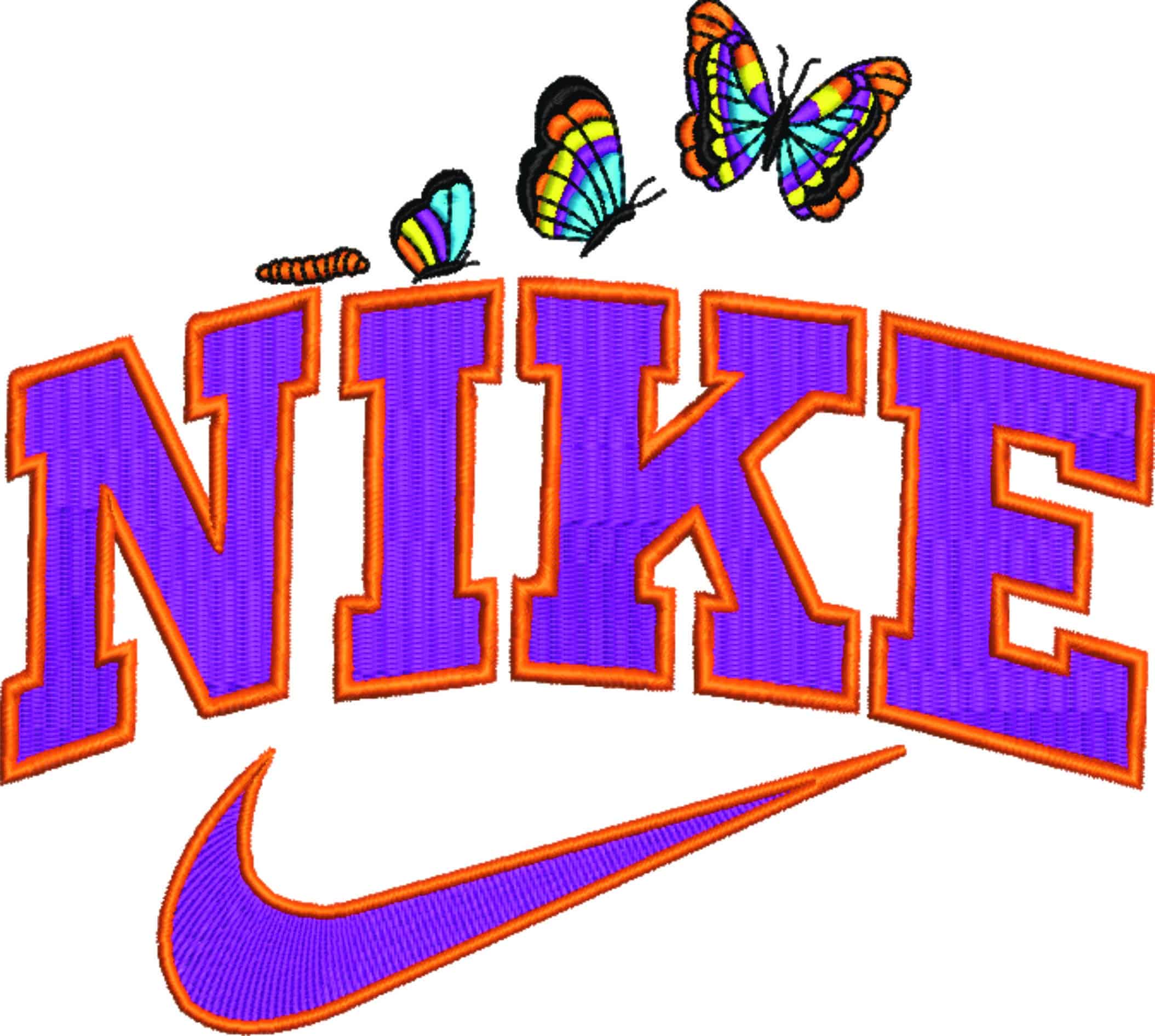 Nike Swoosh Butterflies Transform - Nike embroidery design file - instant download in a frame — view 4