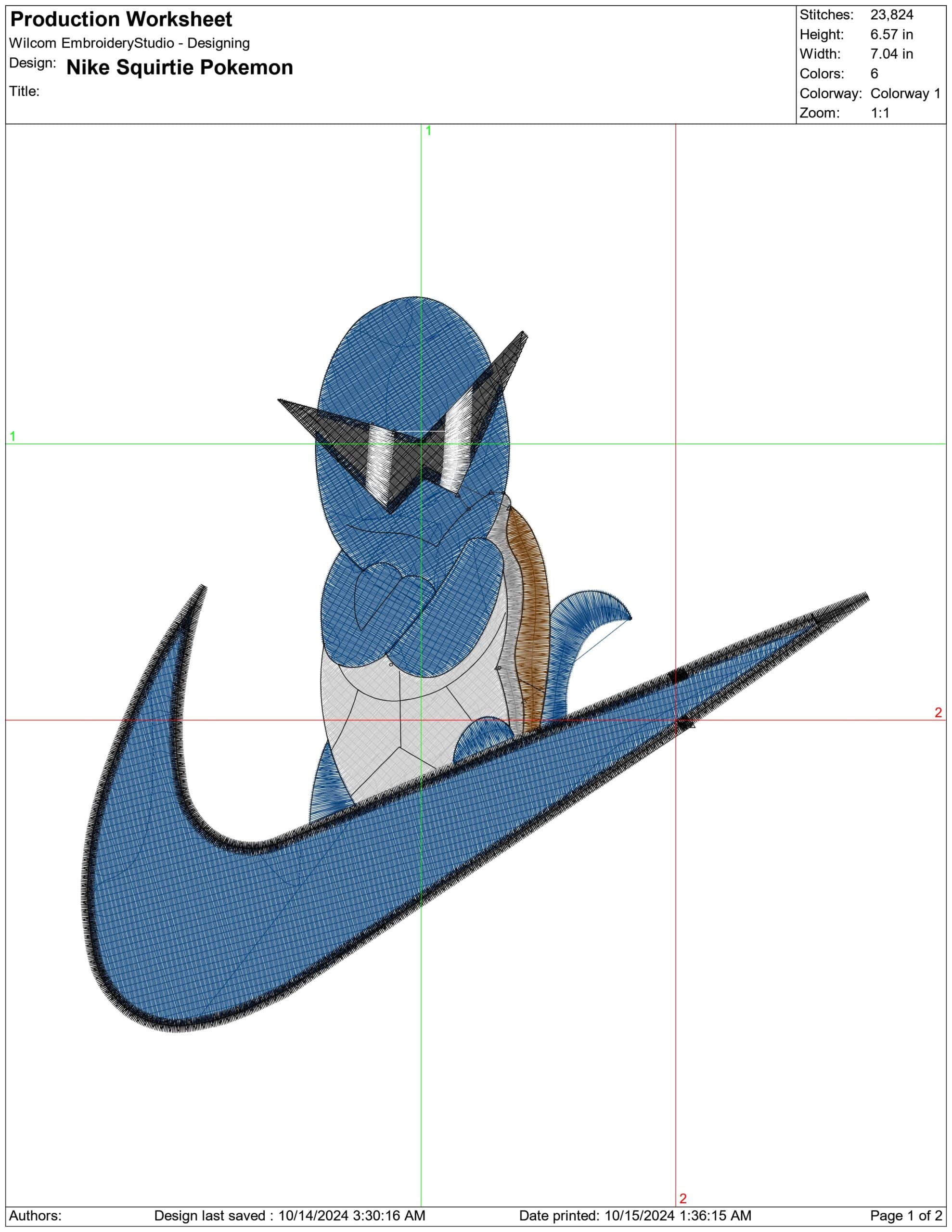 Nike Swoosh Squirtie - Anime embroidery design - embroidery file - instant download — view 2