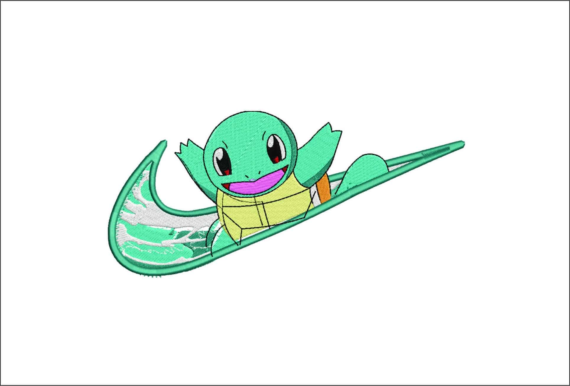 Nike Swoosh Squirtie in Wave - Anime embroidery design - embroidery file - instant download