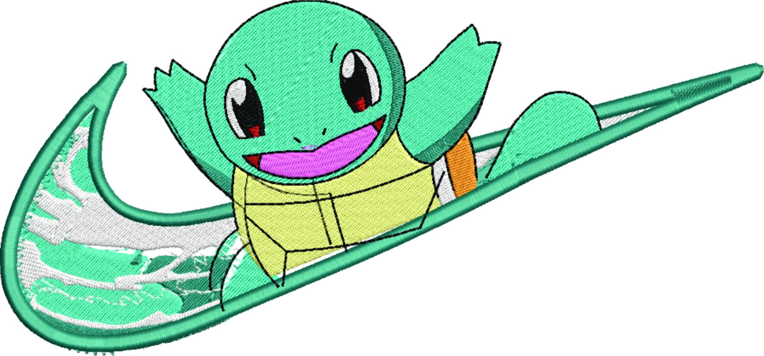 Nike Swoosh Squirtie in Wave - Anime embroidery design - embroidery file - instant download — view 4