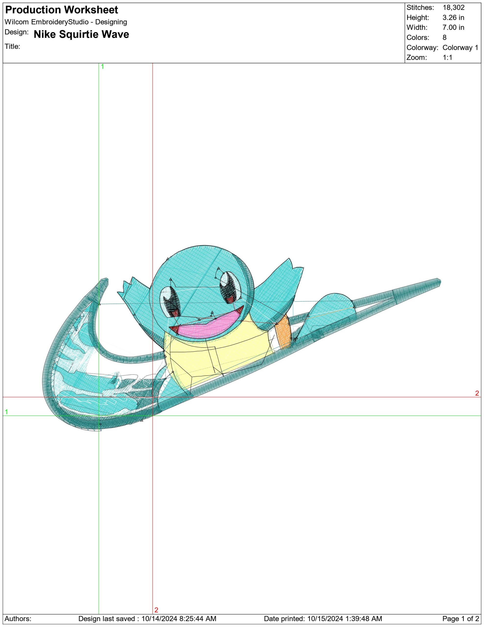 Nike Swoosh Squirtie in Wave - Anime embroidery design - embroidery file - instant download — view 2