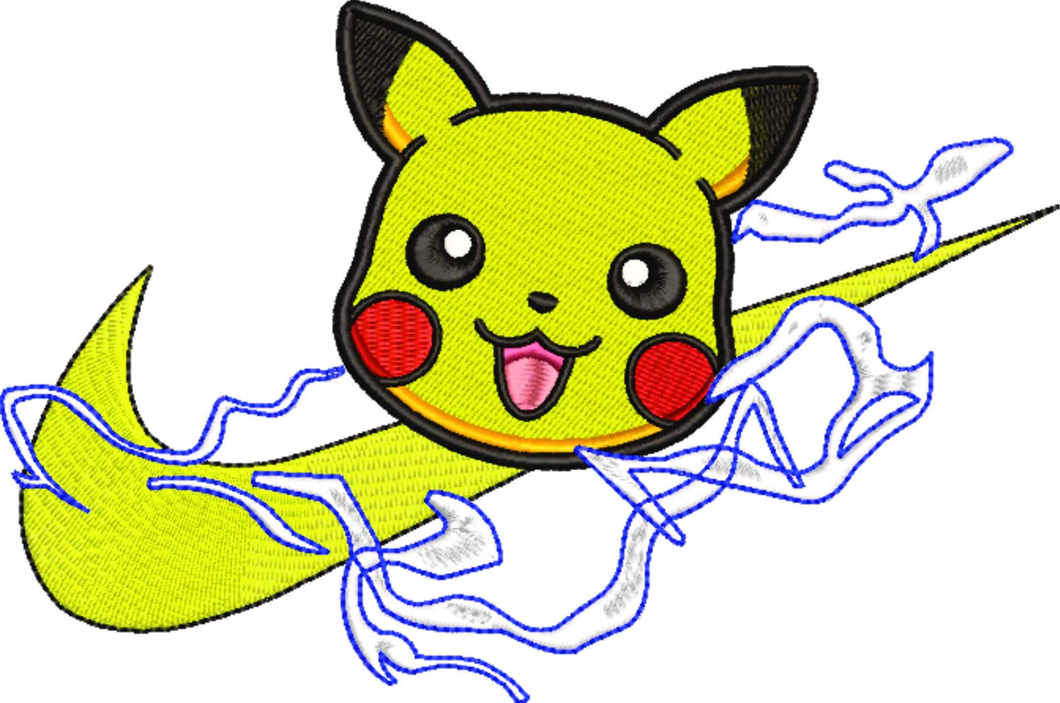 Nike Swoosh Pikachu electric - Pokemon - Anime - Nike embroidery design - instant download — view 4