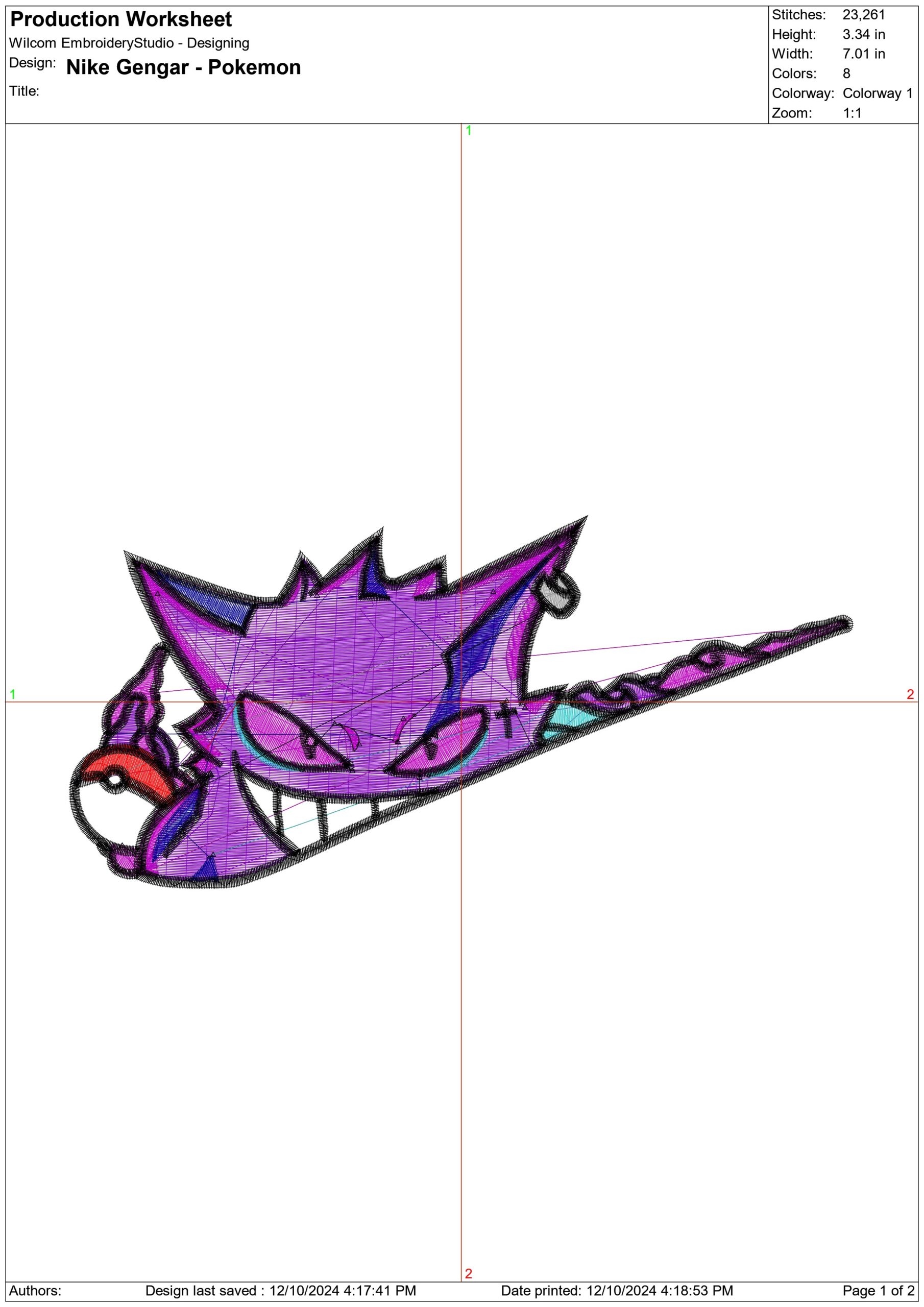Nike Swoosh Gengar in Swoosh - Pokemon - Anime - Nike embroidery design - instant download — view 2
