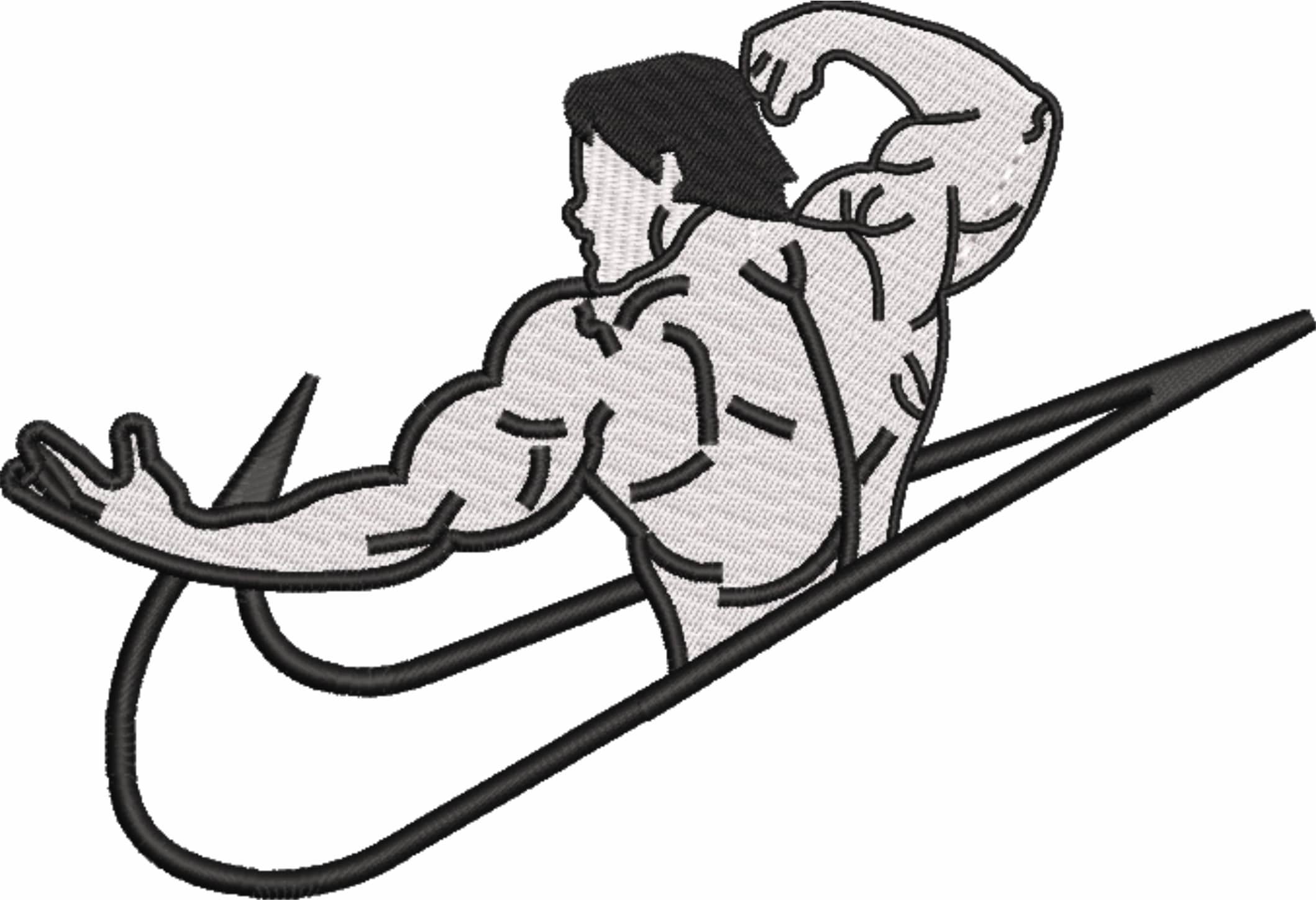 Nike Swoosh Body Builder Pose - Nike embroidery design - instant download — view 4