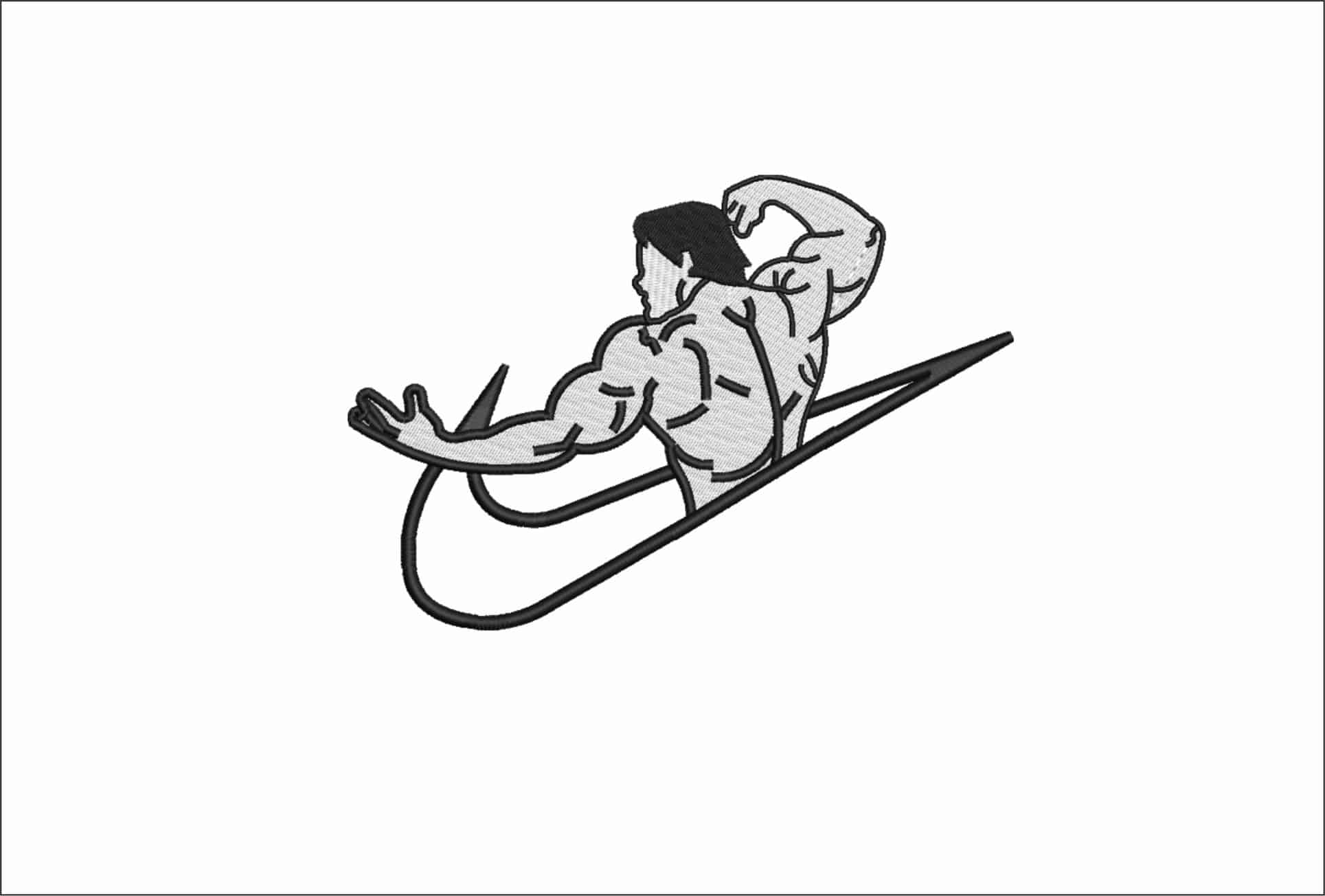 Nike Swoosh Body Builder Pose - Nike embroidery design - instant download