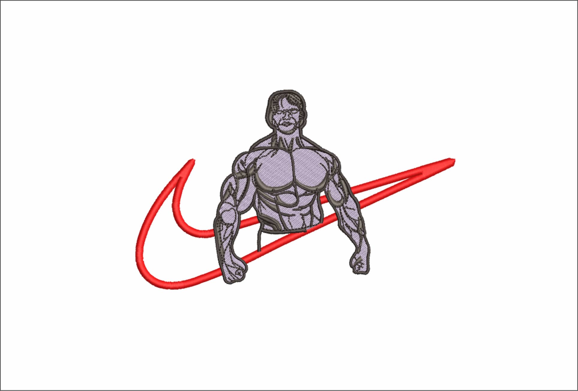 Nike Swoosh Arnie Body Builder - Nike embroidery design - instant download