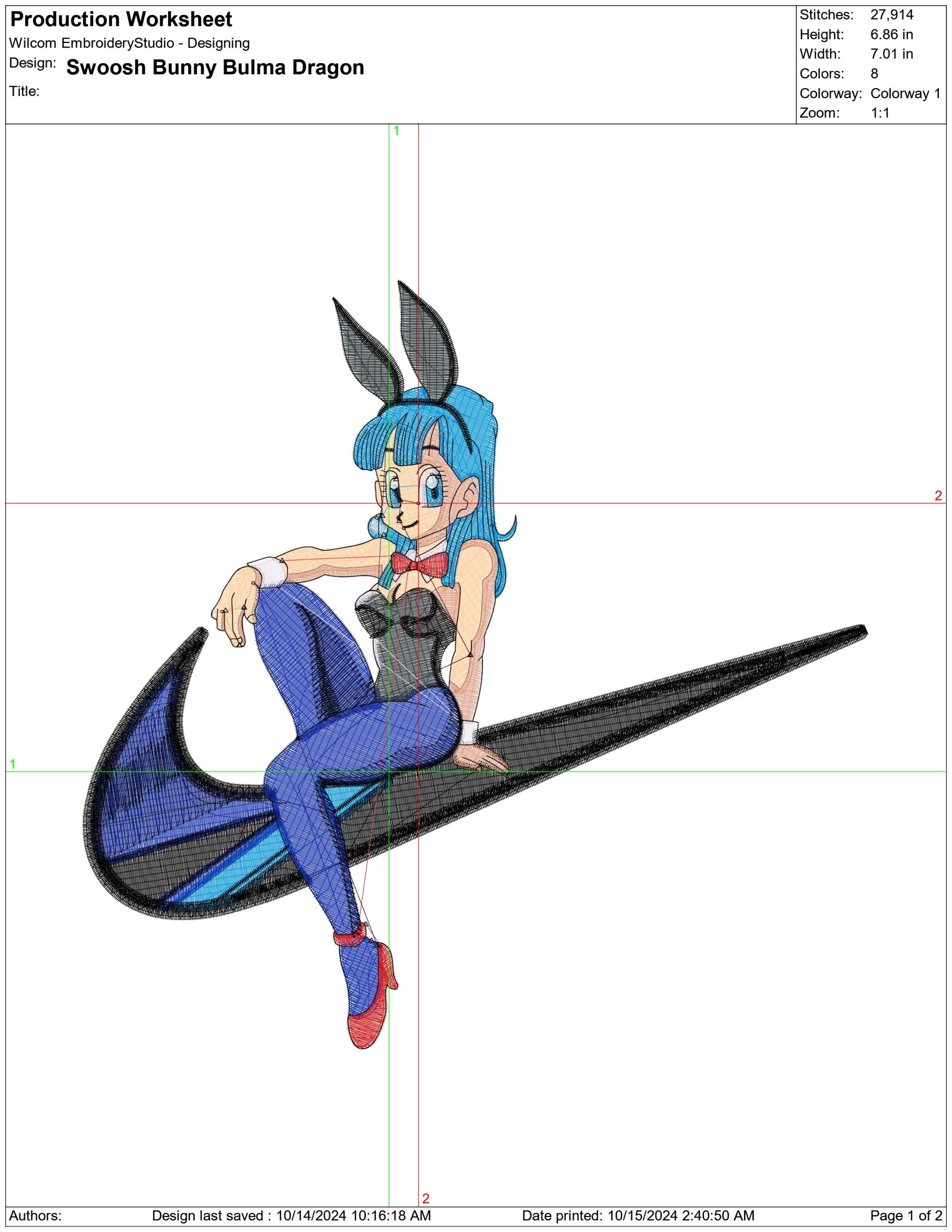 Nike Swoosh Bunny Bulma Dragon Ballz - Anime - Nike embroidery design - instant download — view 2