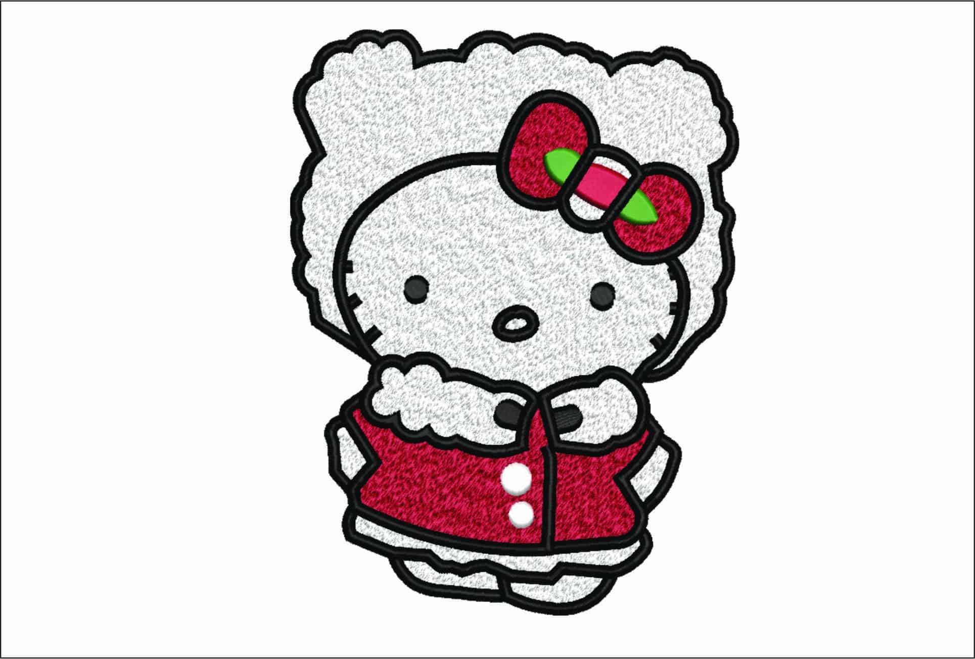 Hello Kitty With Winter Clothes - Nike embroidery design file - instant download