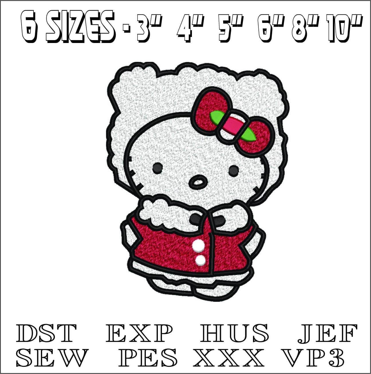 Hello Kitty With Winter Clothes - Nike embroidery design file - instant download — view 2