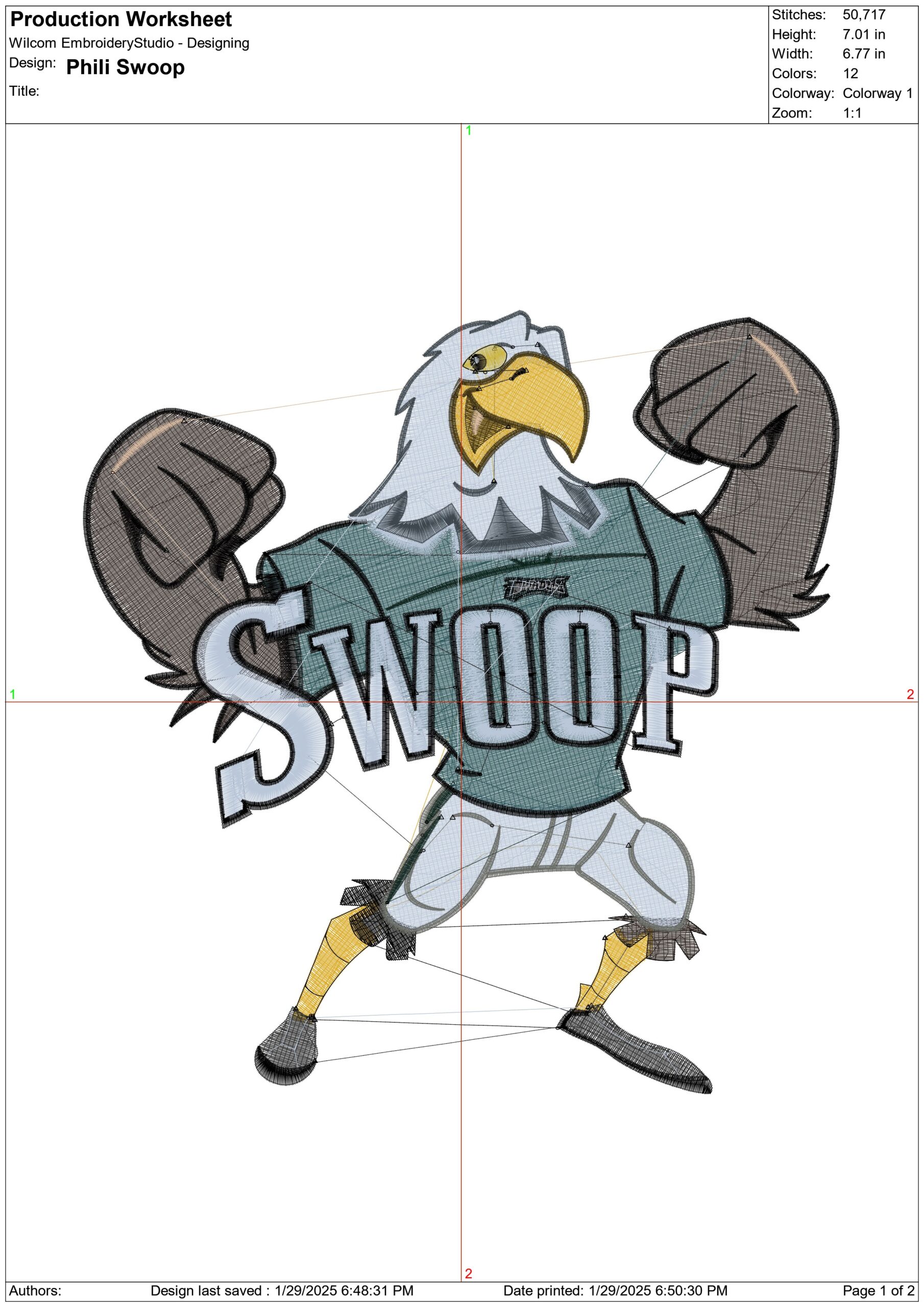 Philadelphia Eagles Swoop- NFL embroidery design file - instant download — view 3