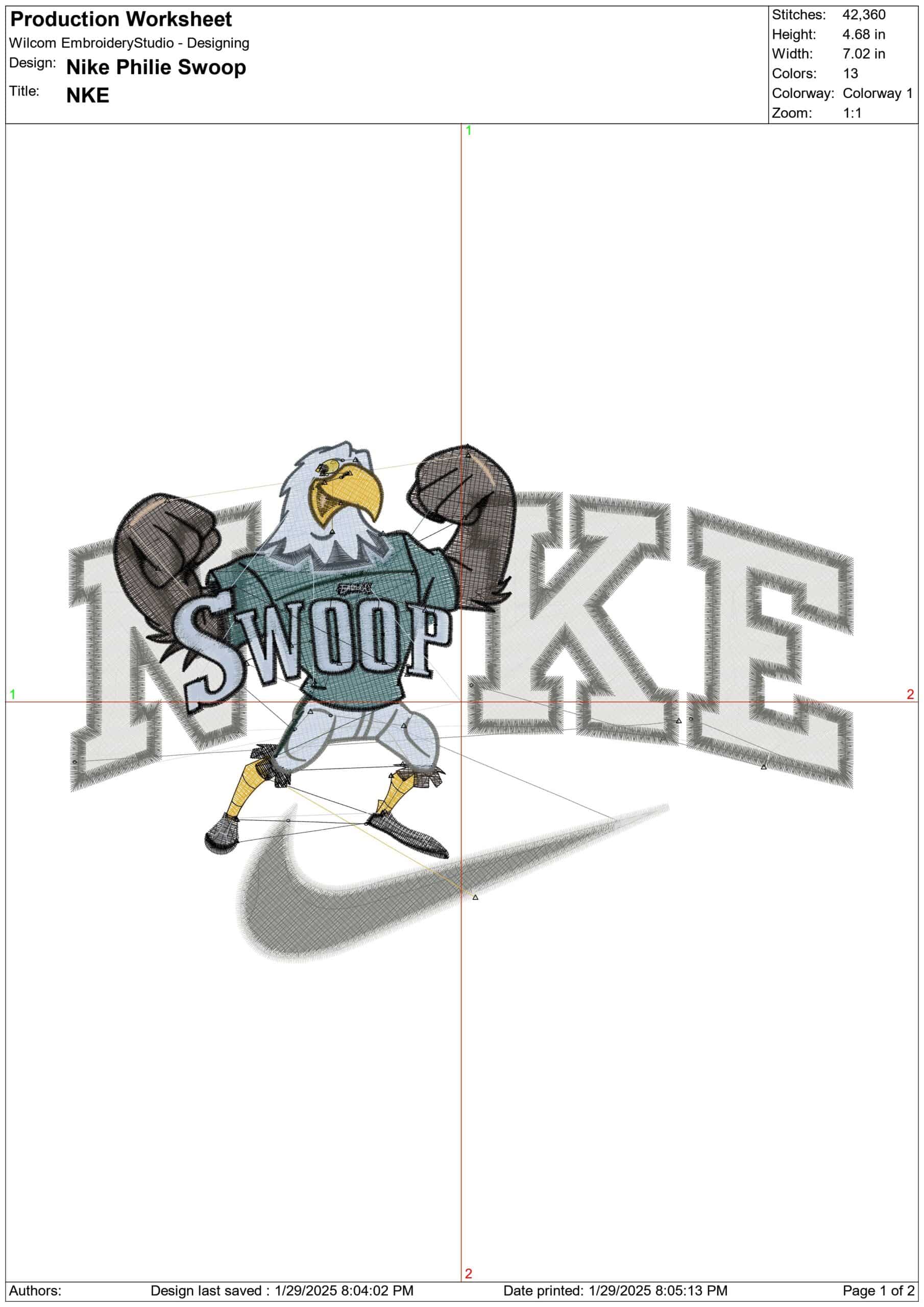 Nike Swoosh Philadelphia Eagles Swoop- NFL embroidery design file - instant download — view 3