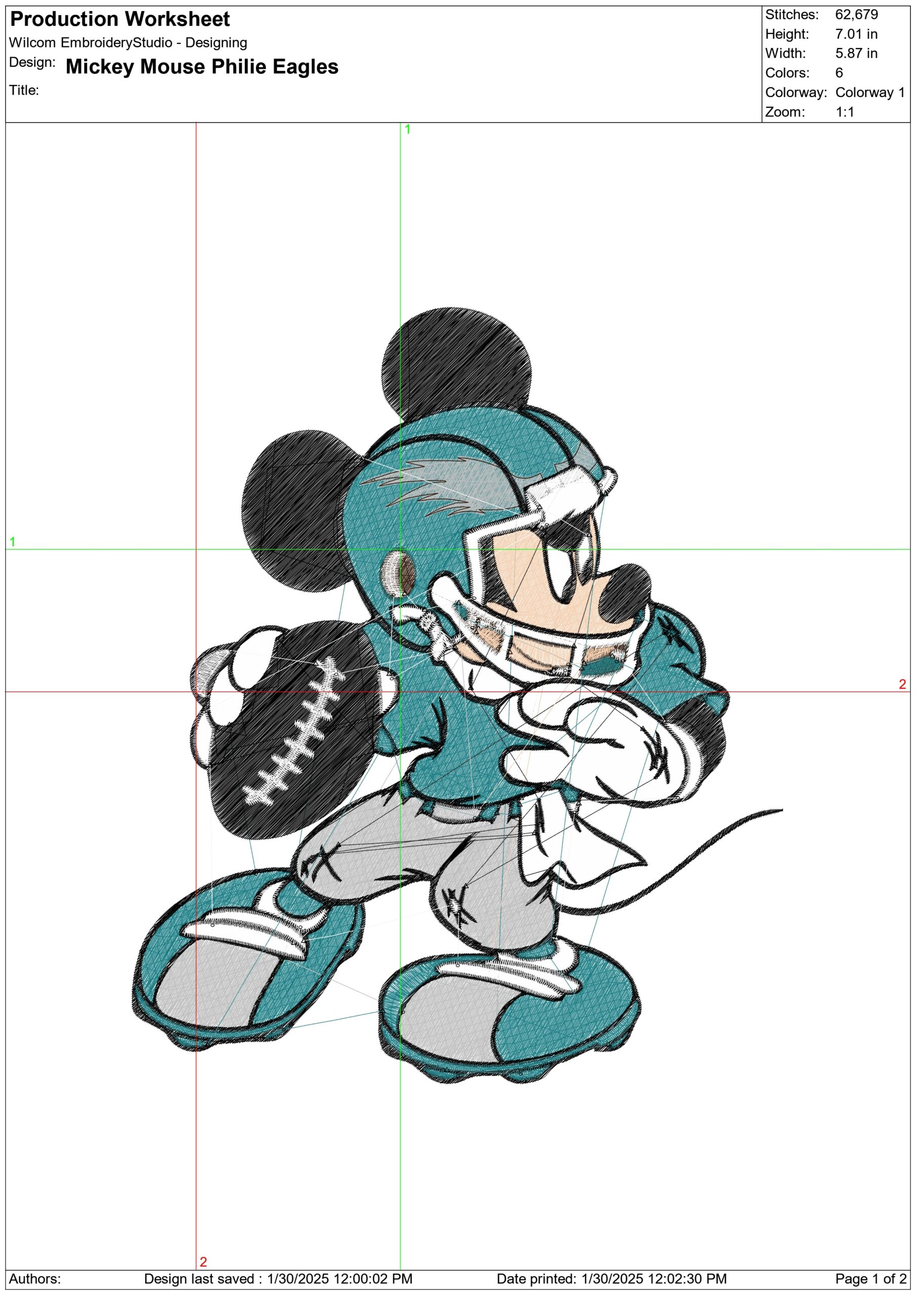 Philadelphia Eagles Mickey Mouse - NFL embroidery design file - instant download — view 3