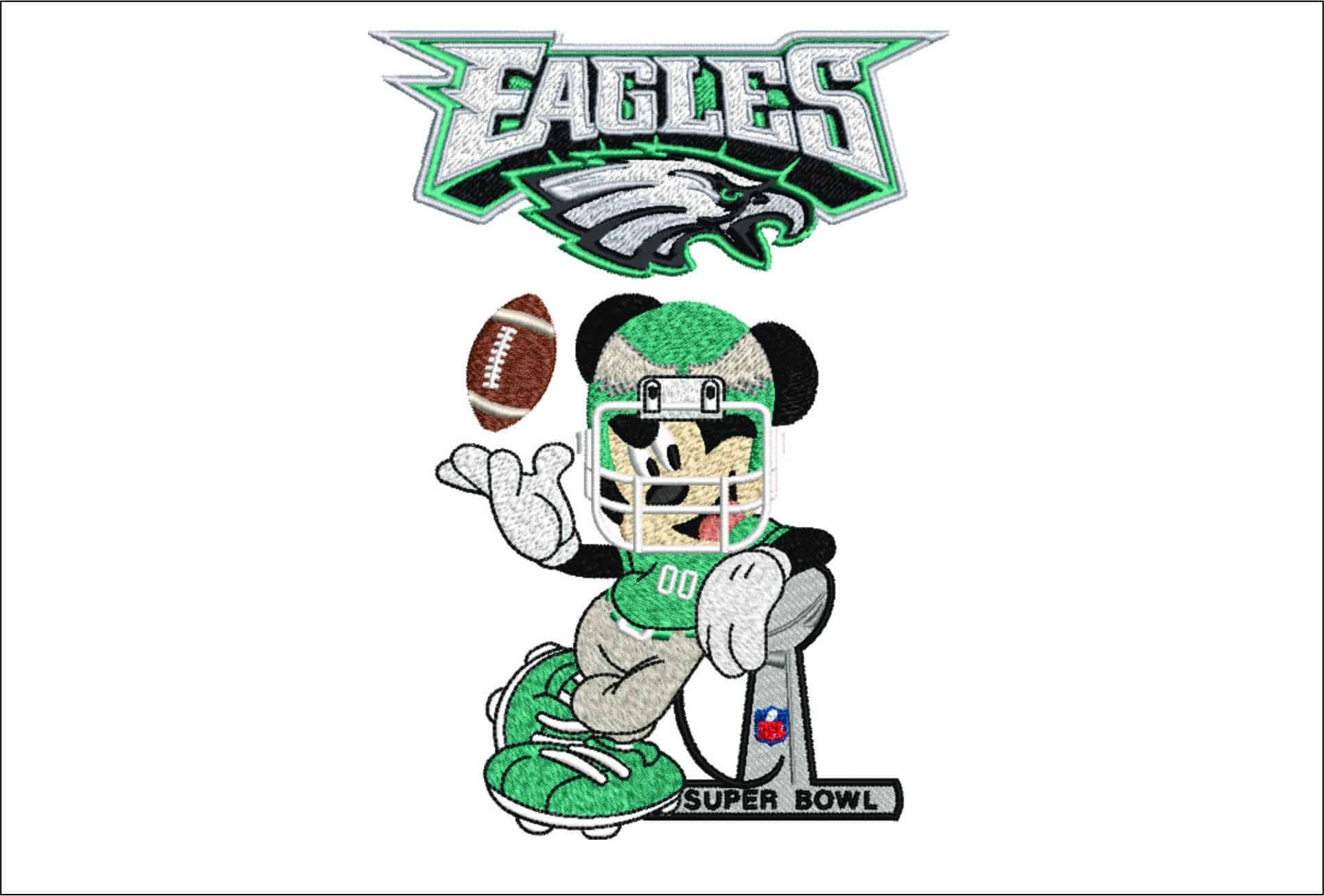 Philadelphia Eagles Mickey Mouse Superbowl Trophy - NFL embroidery design file - instant download