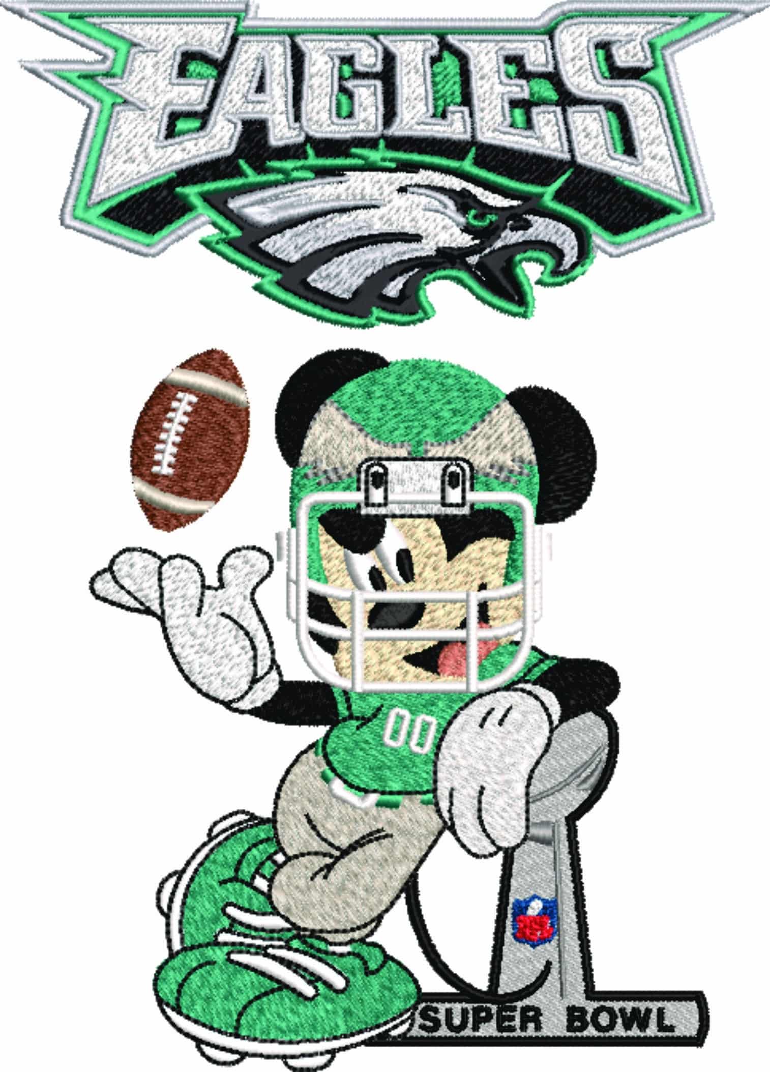 Philadelphia Eagles Mickey Mouse Superbowl Trophy - NFL embroidery design file - instant download — view 5