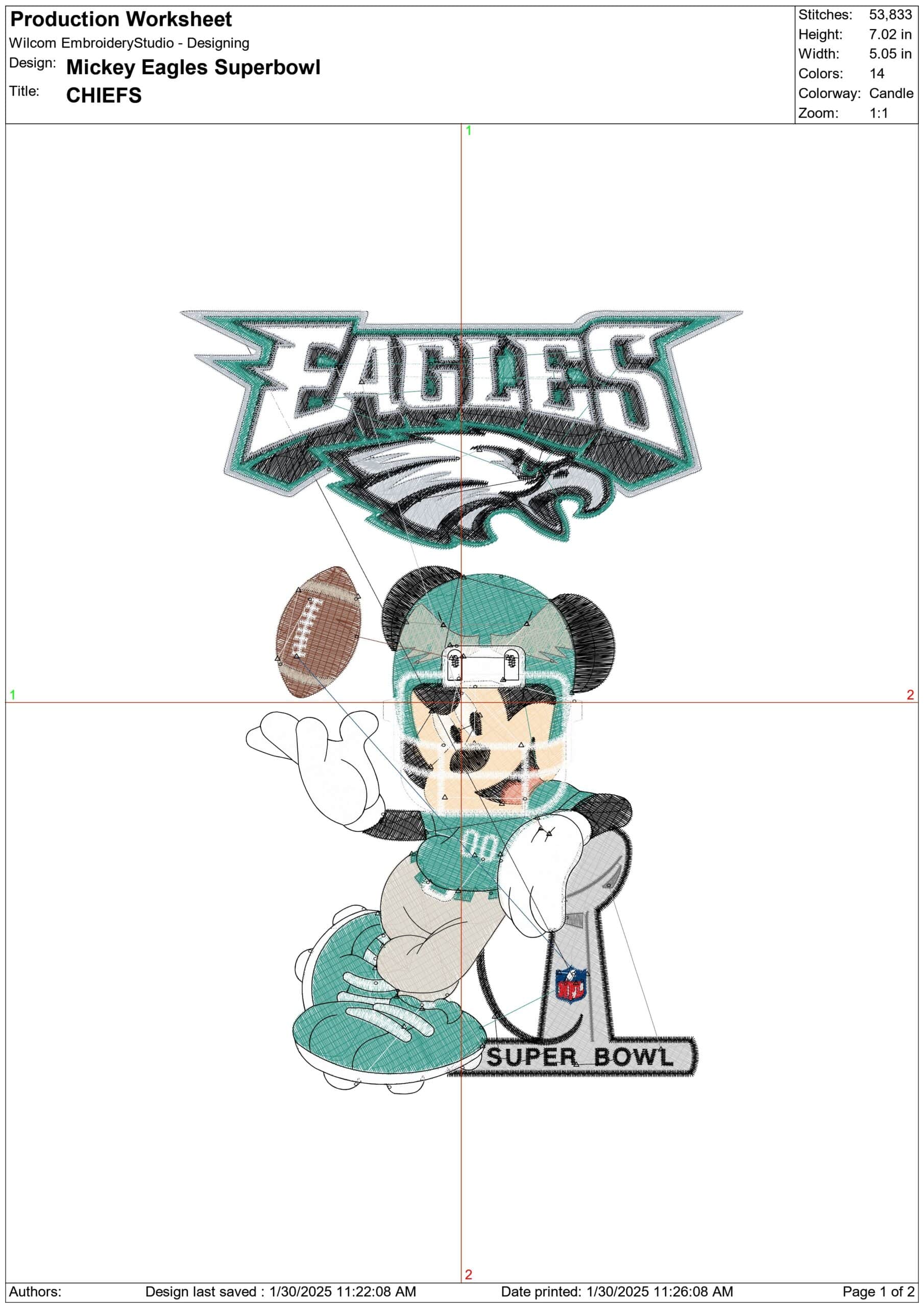 Philadelphia Eagles Mickey Mouse Superbowl Trophy - NFL embroidery design file - instant download — view 3