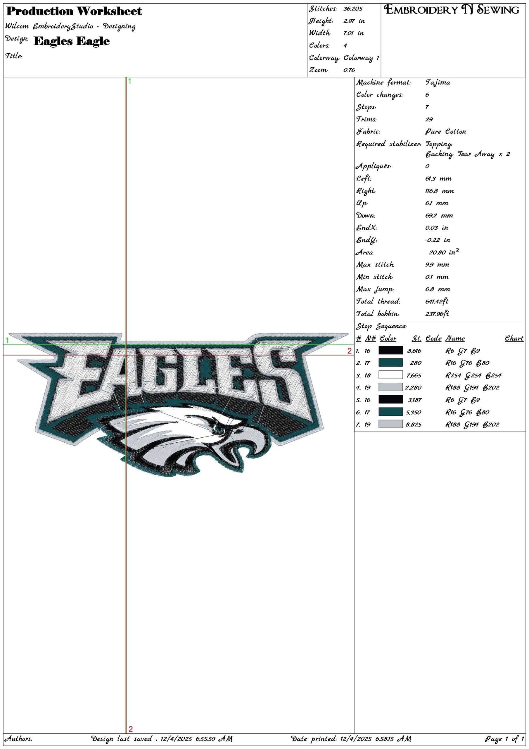 Philadelphia Eagles Logo - NFL embroidery design file - instant download — view 3