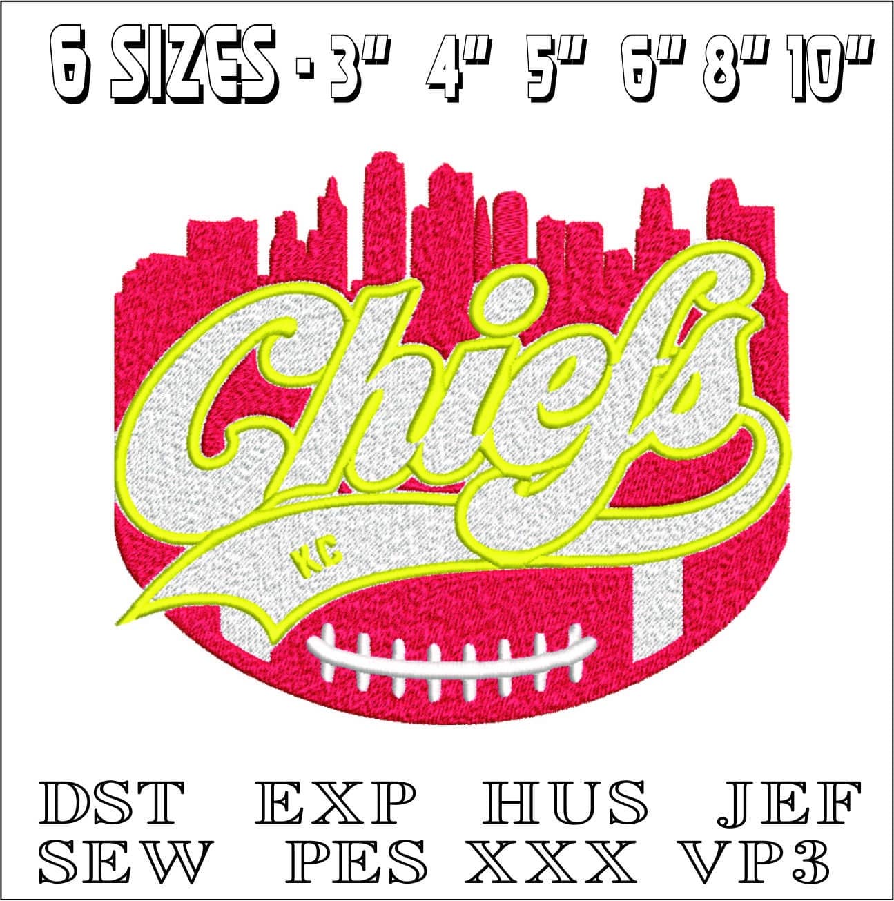 Kansas City Arrow Chiefs NFL City Scape-Arrowhead Stadium embroidery machine pattern embroidery file - instant download — view 2