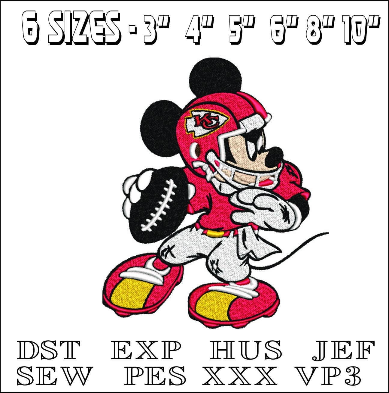 Kansas City Chiefs NFL Mickey Mouse -Arrowhead Stadium embroidery machine pattern embroidery file - instant download — view 2