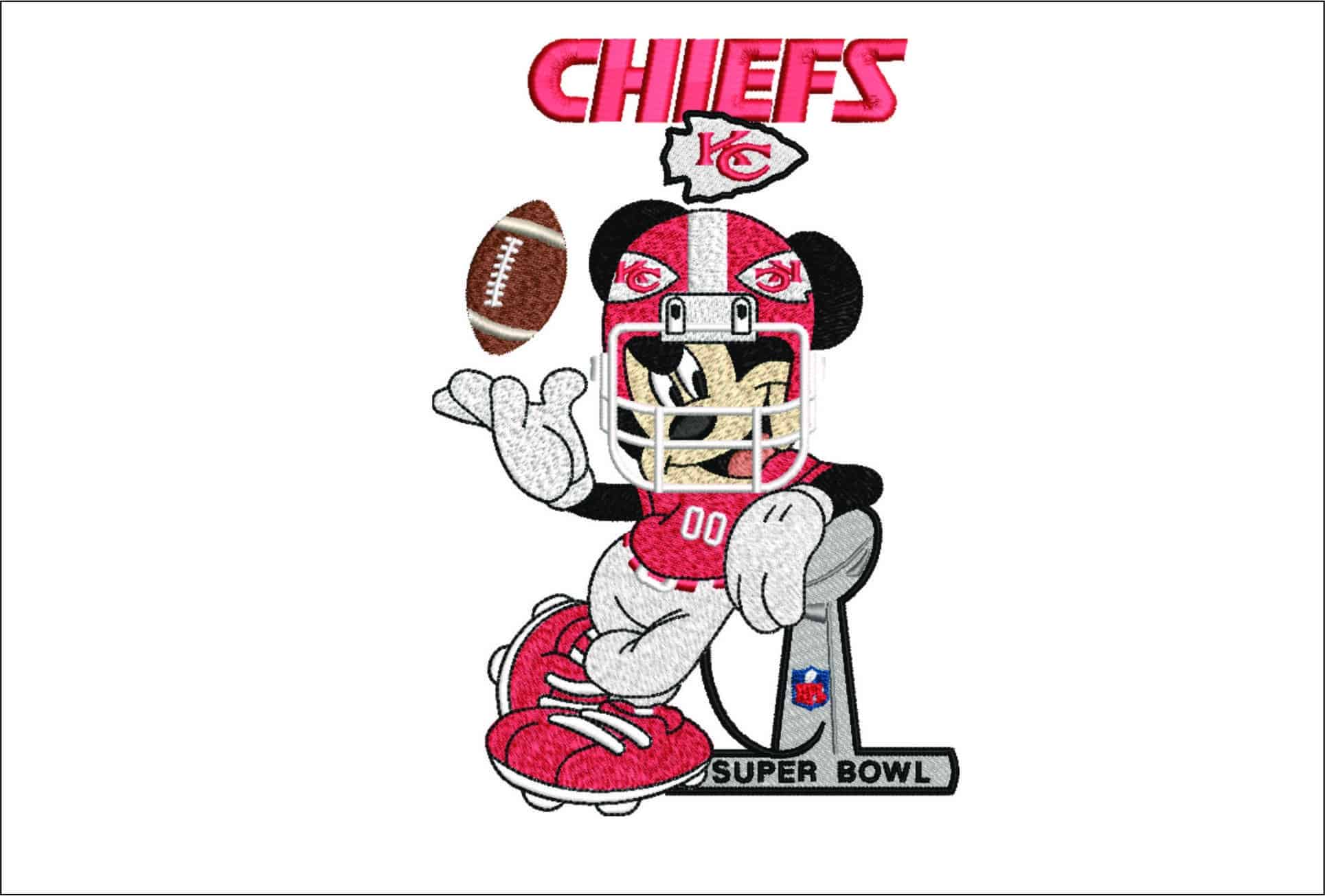 Kansas City Chiefs NFL Superbowl Mickey Mouse -Arrowhead Stadium embroidery machine pattern embroidery file - instant download