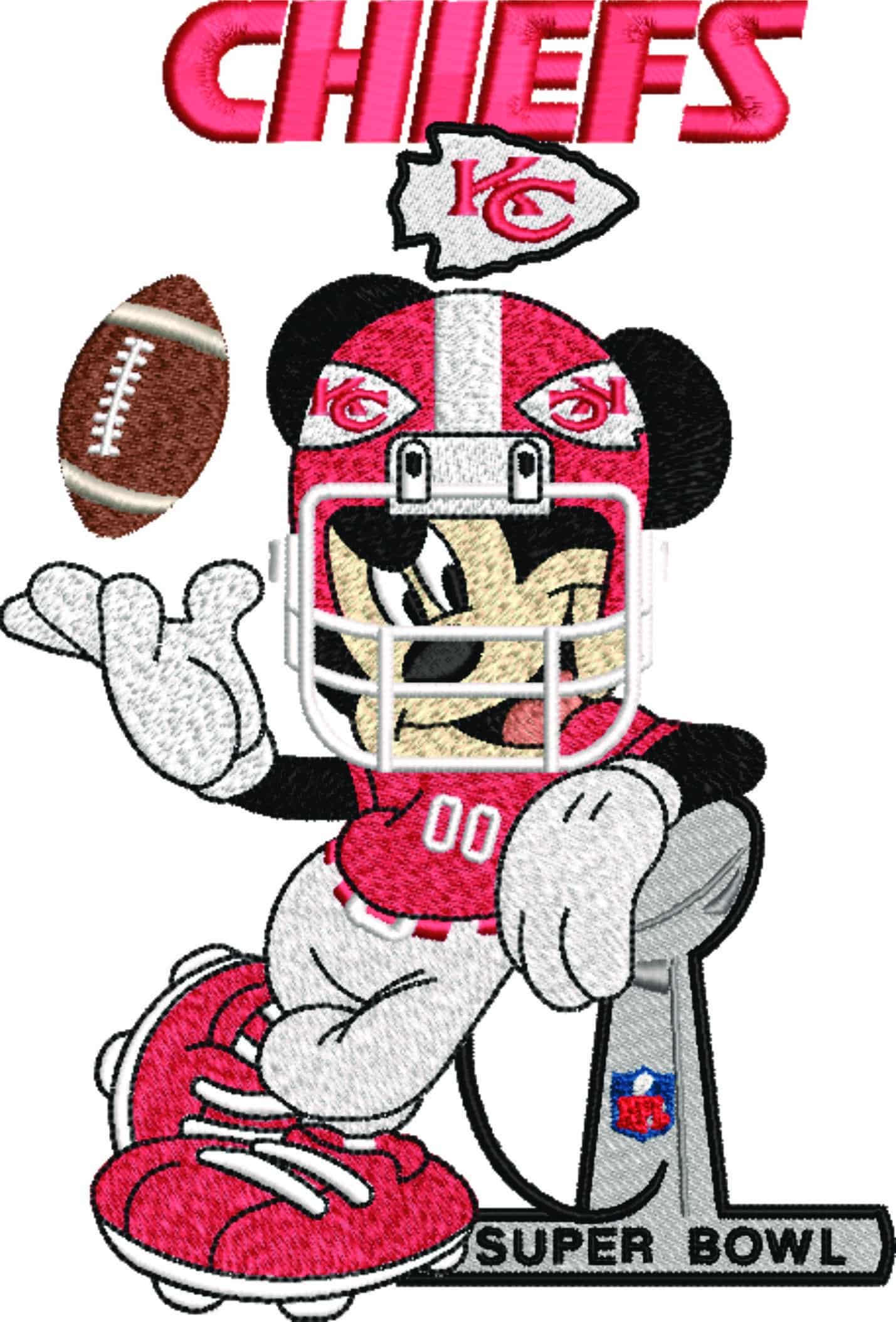 Kansas City Chiefs NFL Superbowl Mickey Mouse -Arrowhead Stadium embroidery machine pattern embroidery file - instant download — view 5