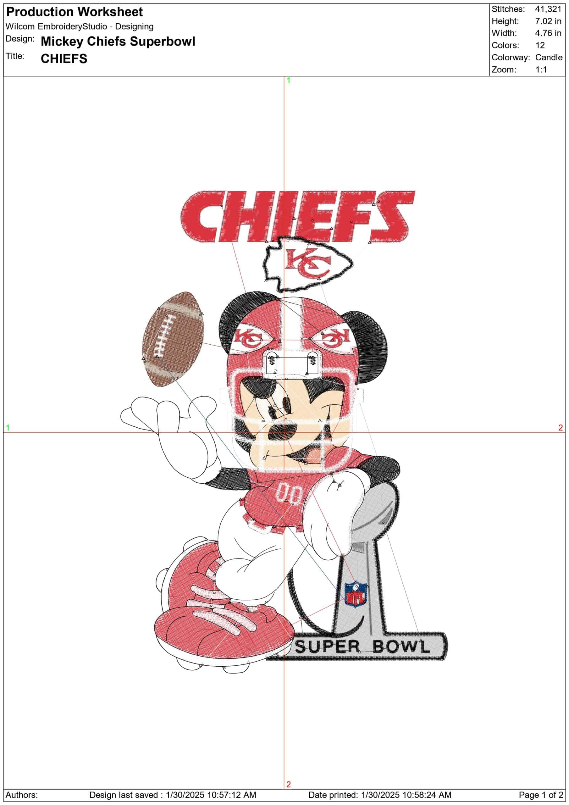 Kansas City Chiefs NFL Superbowl Mickey Mouse -Arrowhead Stadium embroidery machine pattern embroidery file - instant download — view 3