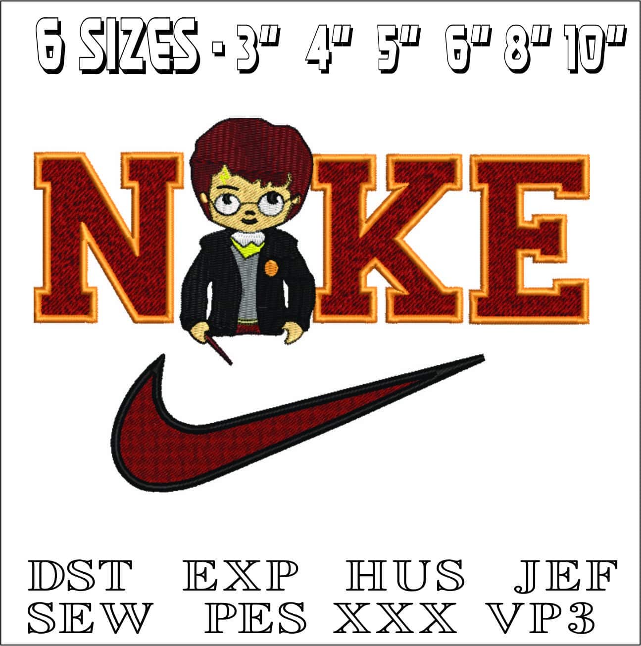 Nike Swoosh Young Harry Potter - Harry Potter embroidery design file - instant download — view 2